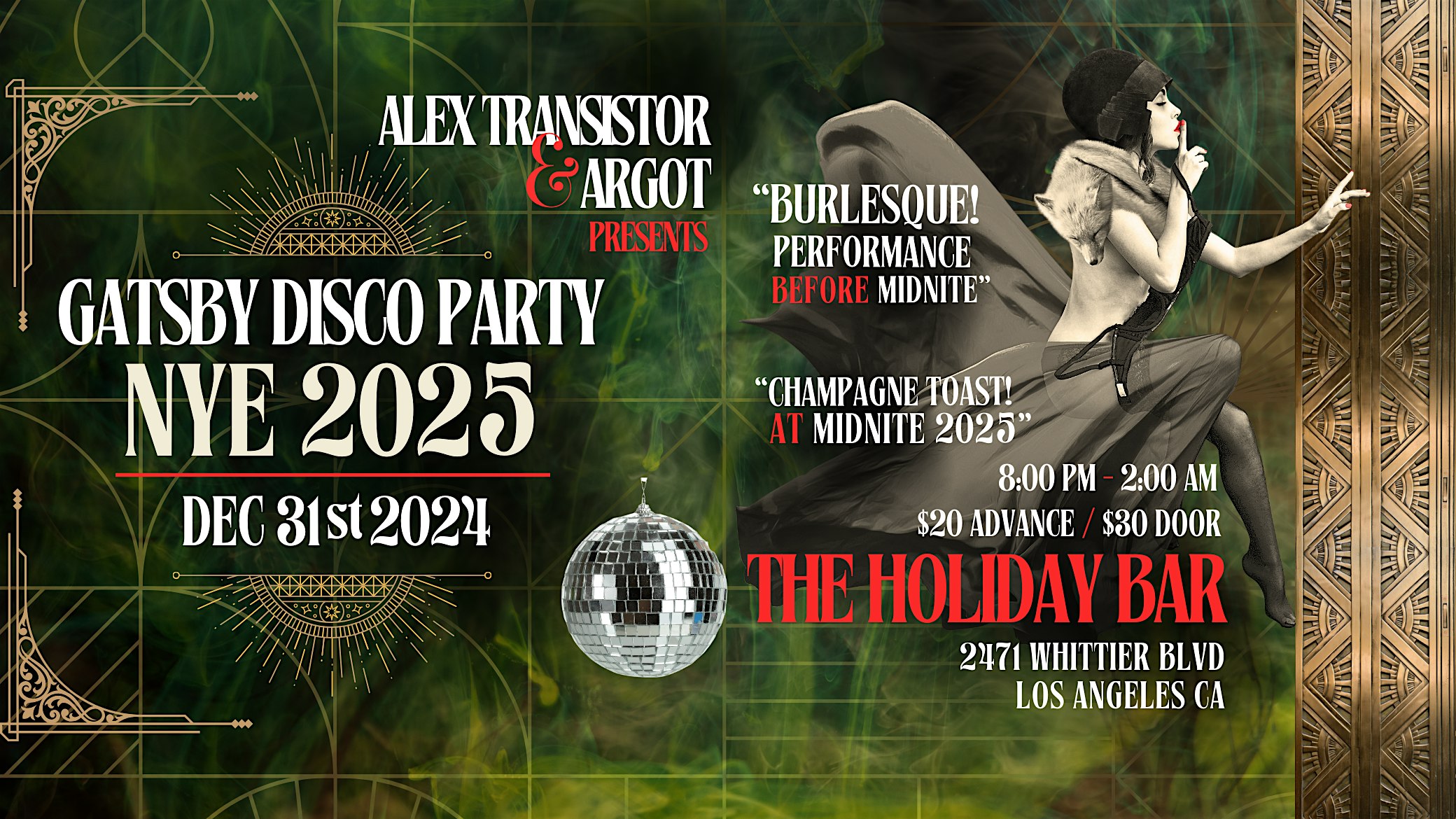 New Years Eve 2025! Gatsby Disco Party at The Holiday Bar in Los Angeles! – Los Angeles, CA