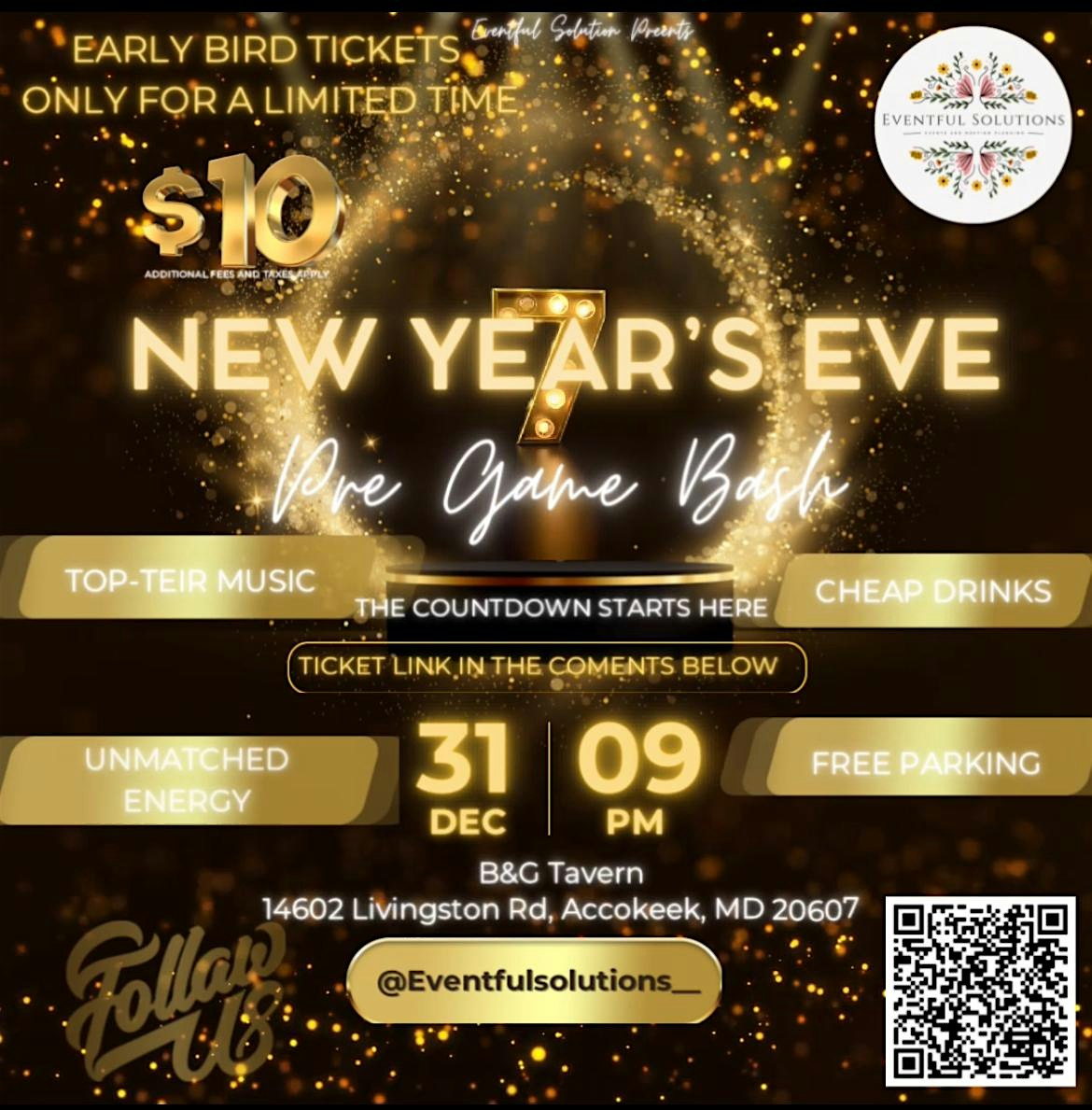 New Years Eve Pre-Game Bash – Accokeek, MD