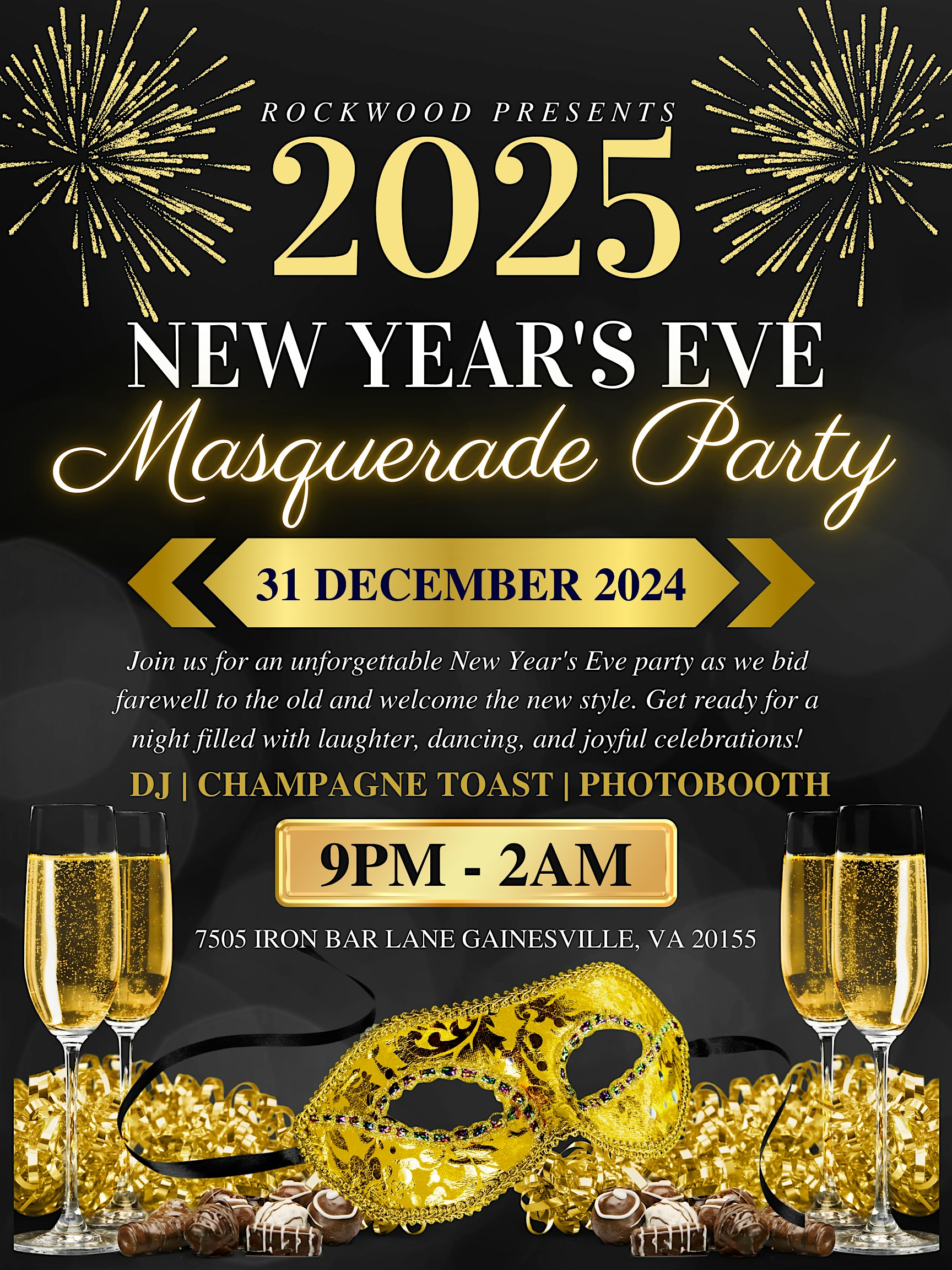 NYE Masquerade Party @ Rockwood! – Gainesville, VA