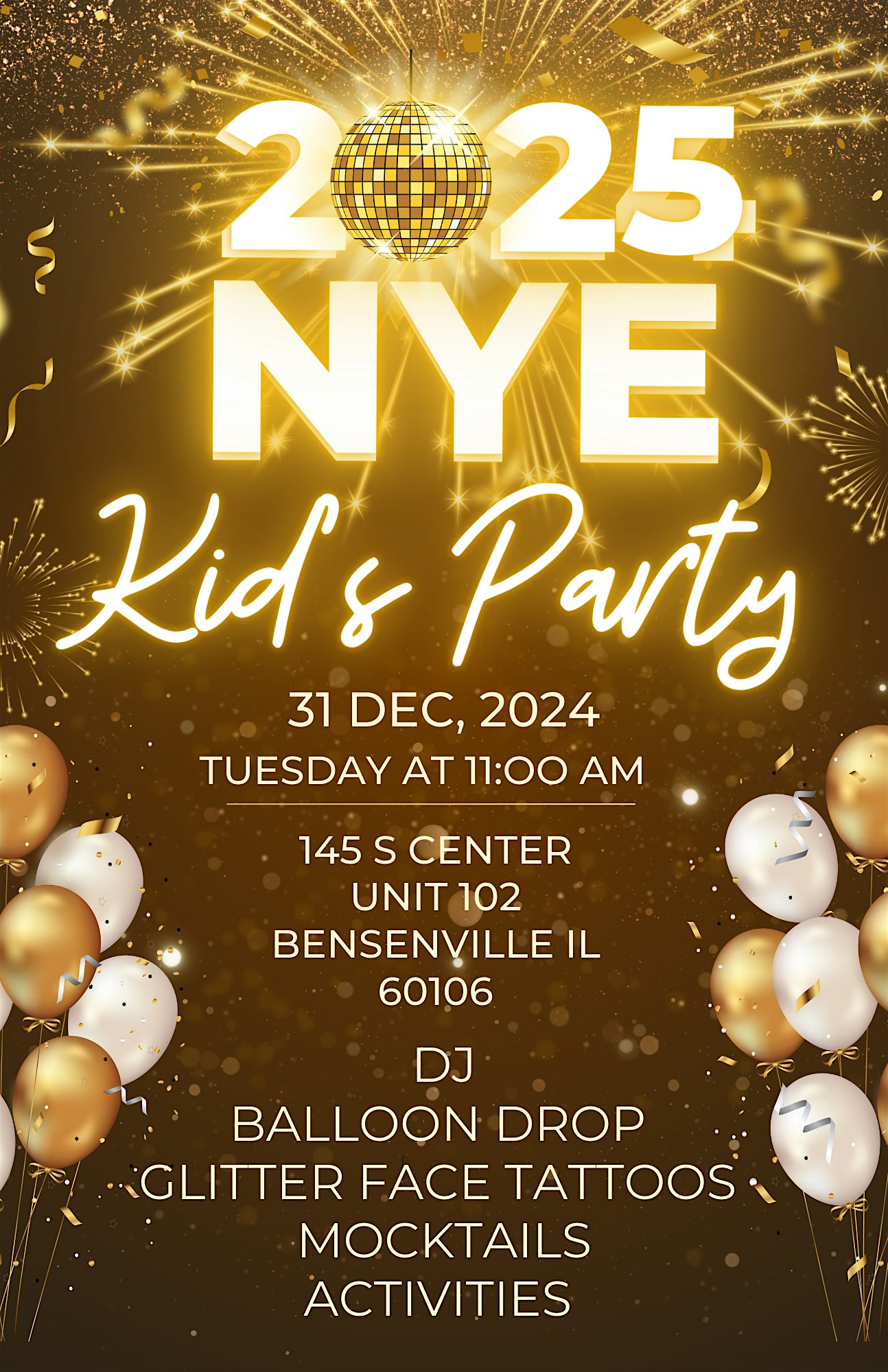 Kid’s New Years Eve Party – Bensenville, IL