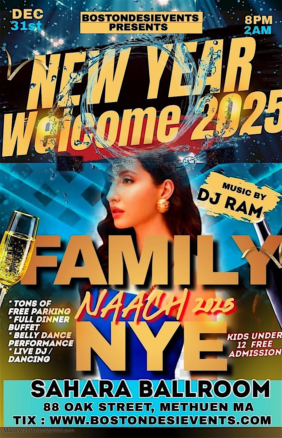 Welcome 2025 – Family Naach 2025 Nye Party (Kids under 12 Free) – Methuen, MA