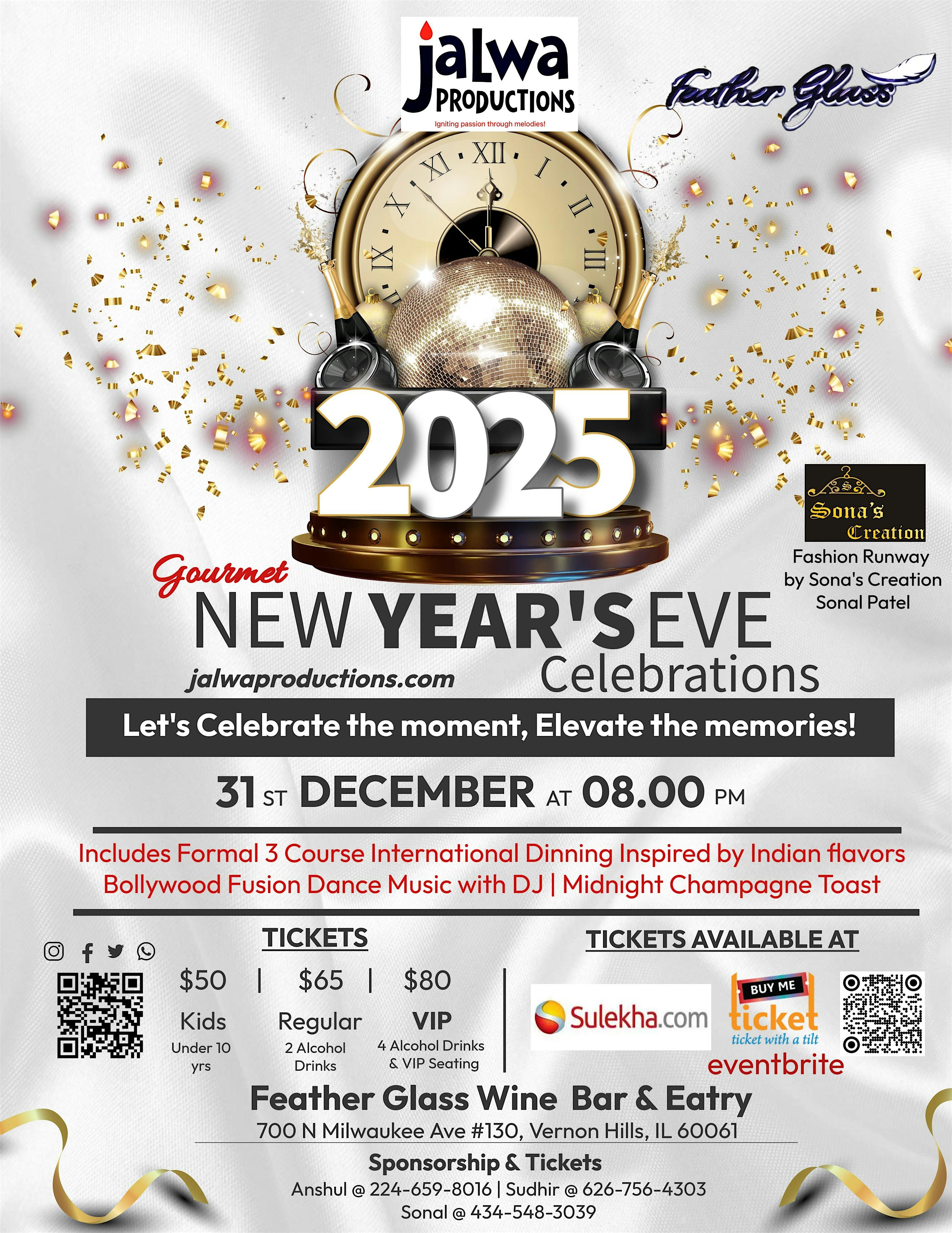 NEW YEARS 2025 GOURMET DANCE PARTY & CELEBRATIONS – Vernon Hills, IL