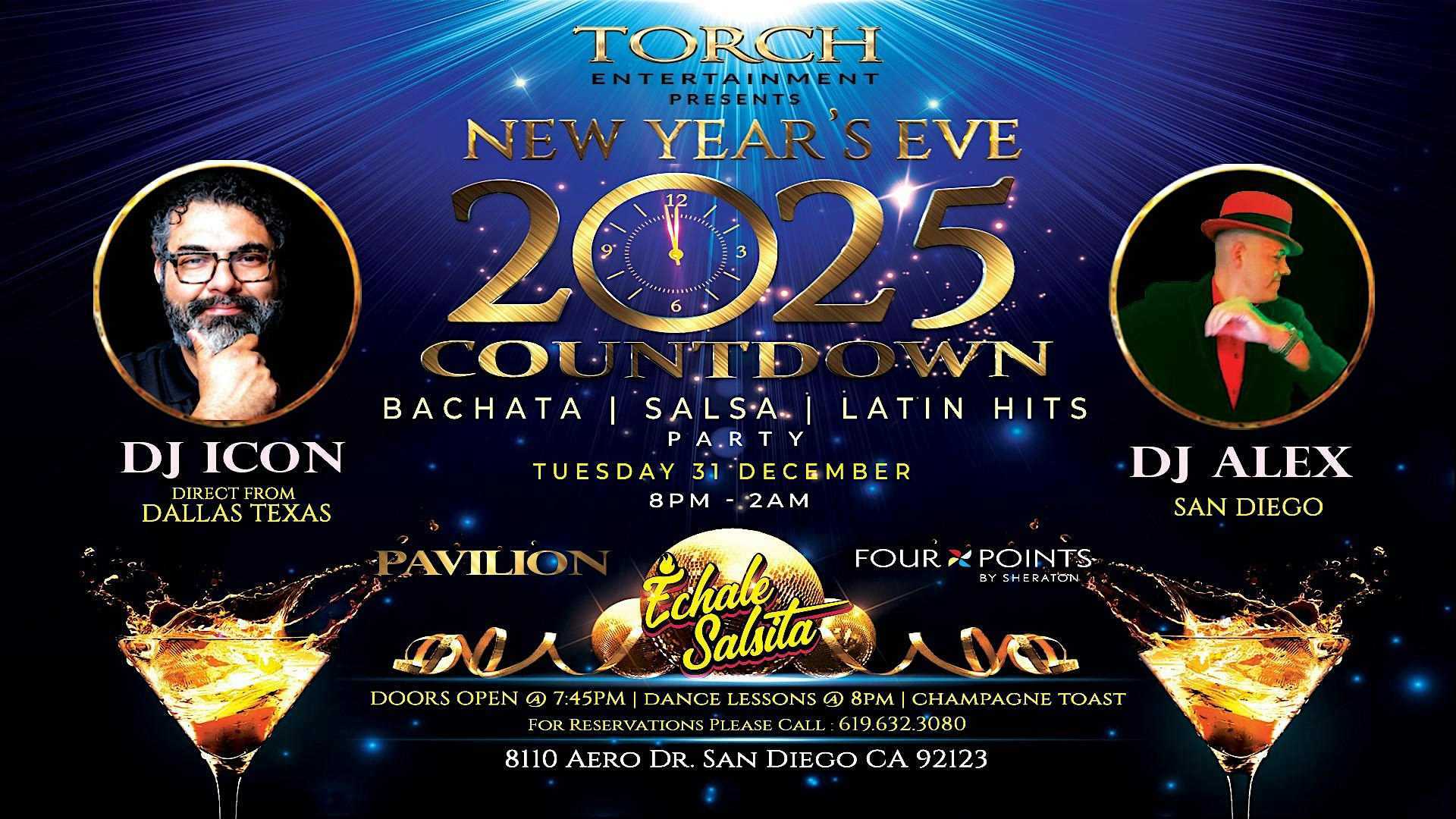 NEW YEAR’S EVE SALSA & BACHATA PARTY @THE PAVILION – 2025 Countdown – San Diego, CA