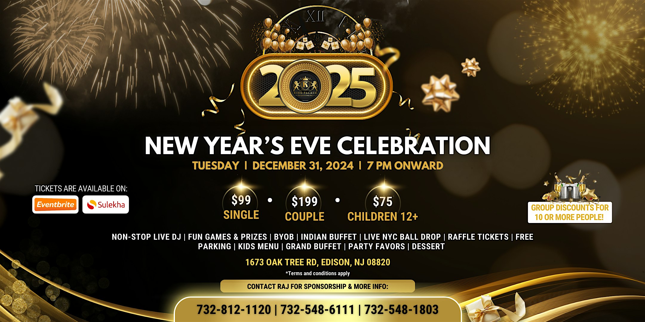 New Years Eve Celebration at King Palace! – Edison, NJ