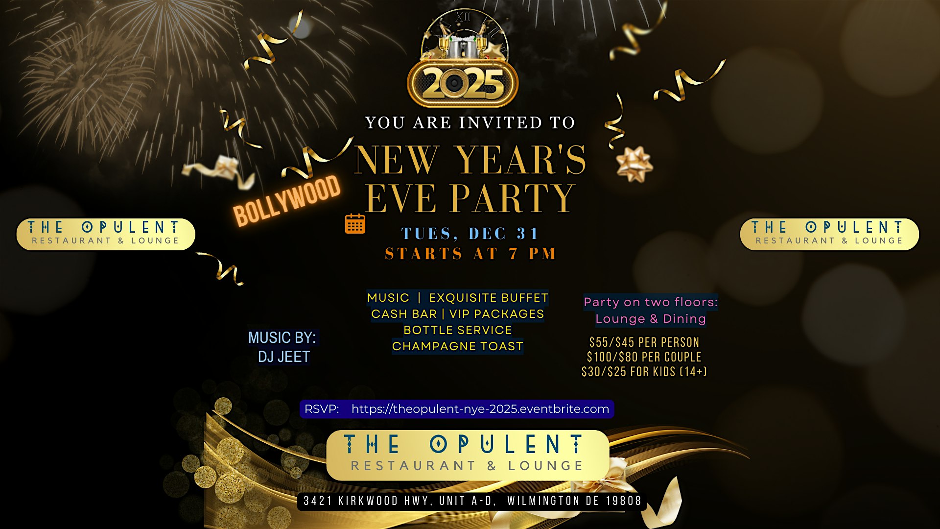 New year’s eve Bollywood party at The Opulent – Wilmington, DE