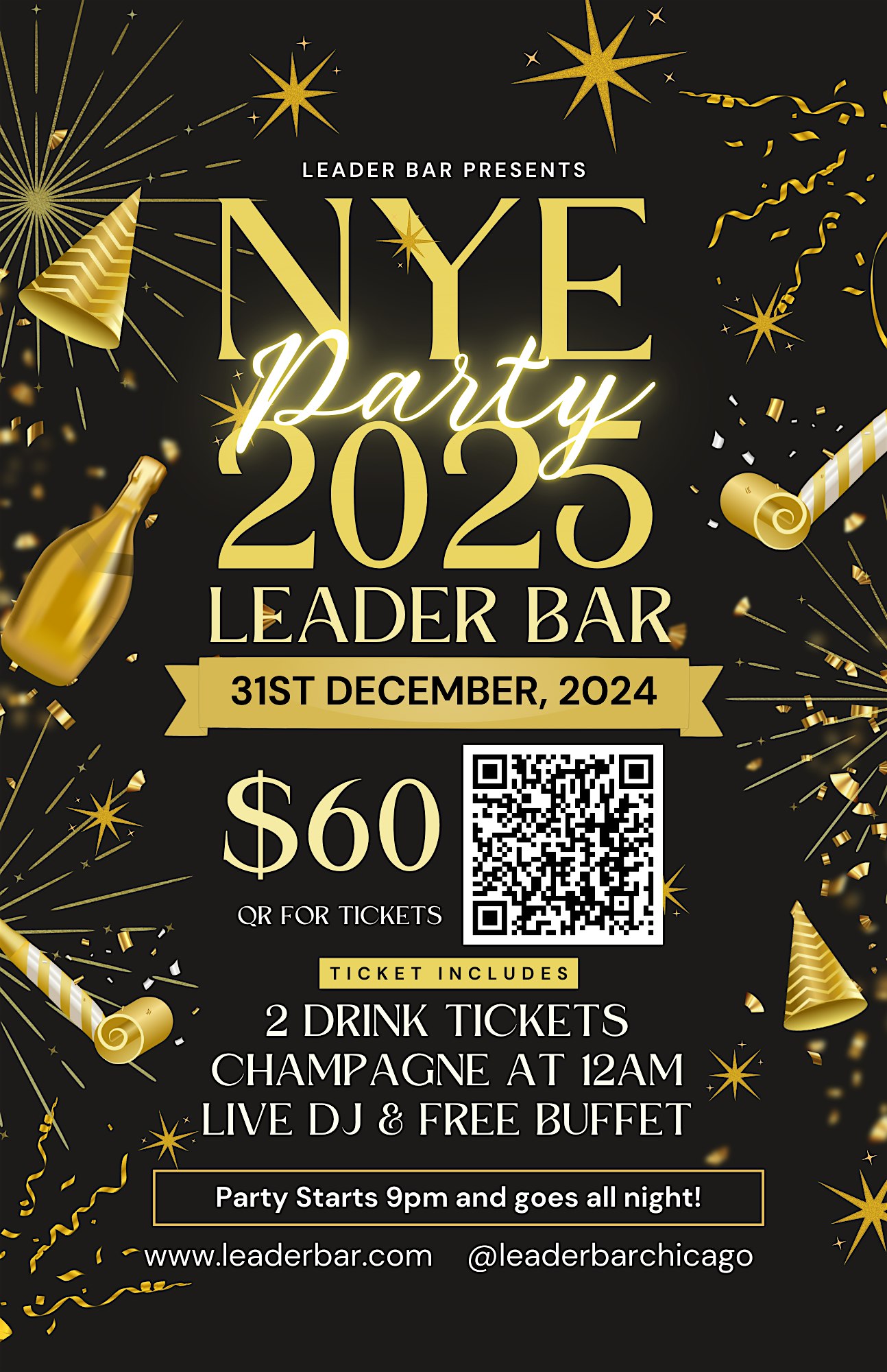 New Year’s 2025 @ Leader Bar – Chicago, IL