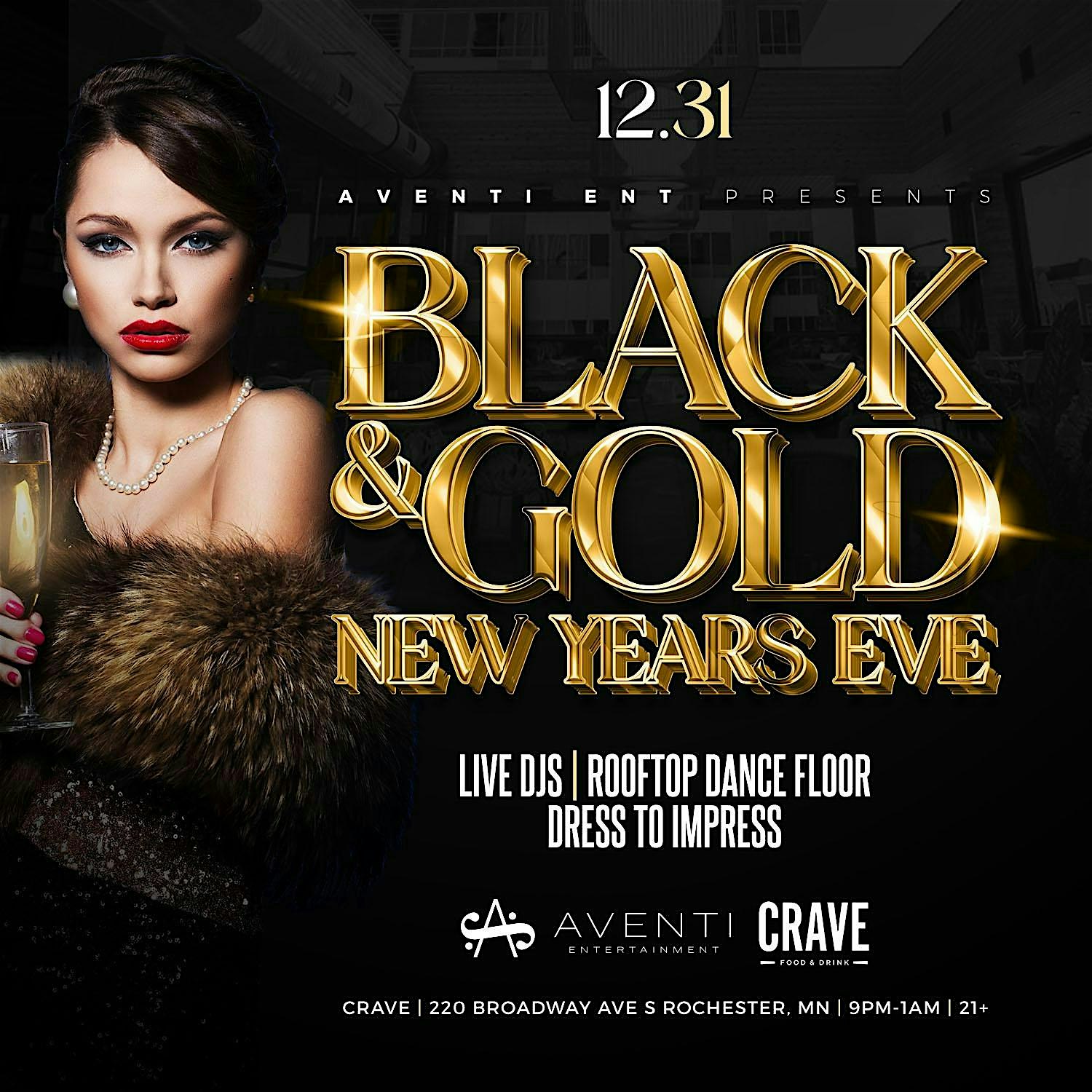 Crave Black & Gold NYE Party – Rochester, MN