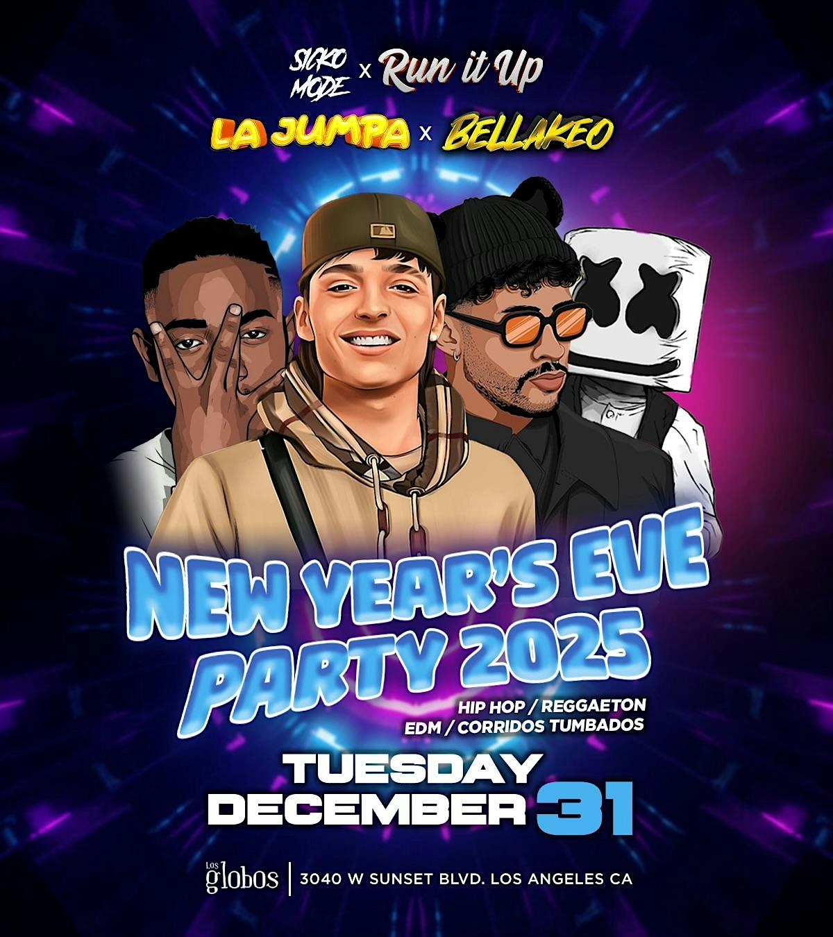 18 + TUESDAY DEC 31 NEW YEARS EVE PARTY LOS GLOBOS TICKETS HERE – Los Angeles, CA