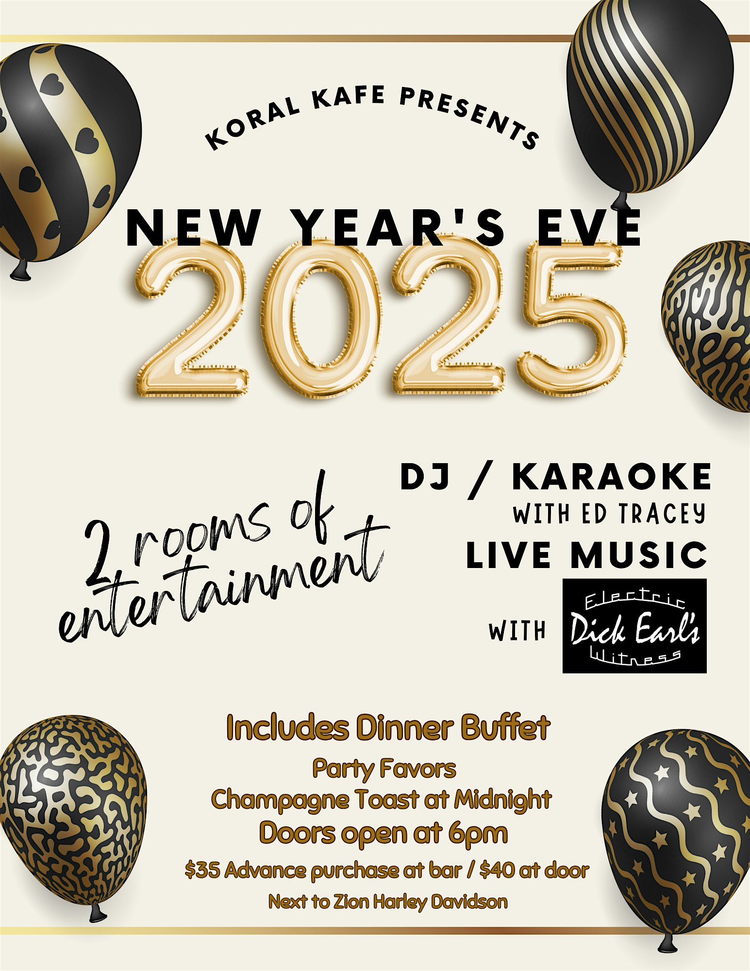 New Years Eve 2025 at Koral Kafe – Washington, UT