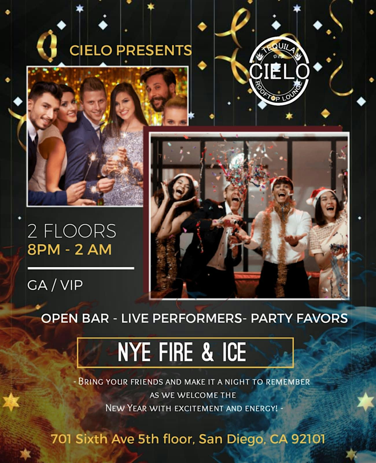 Cielo Rooftop NYE Fire and Ice – Downtown San Diego – San Diego, CA