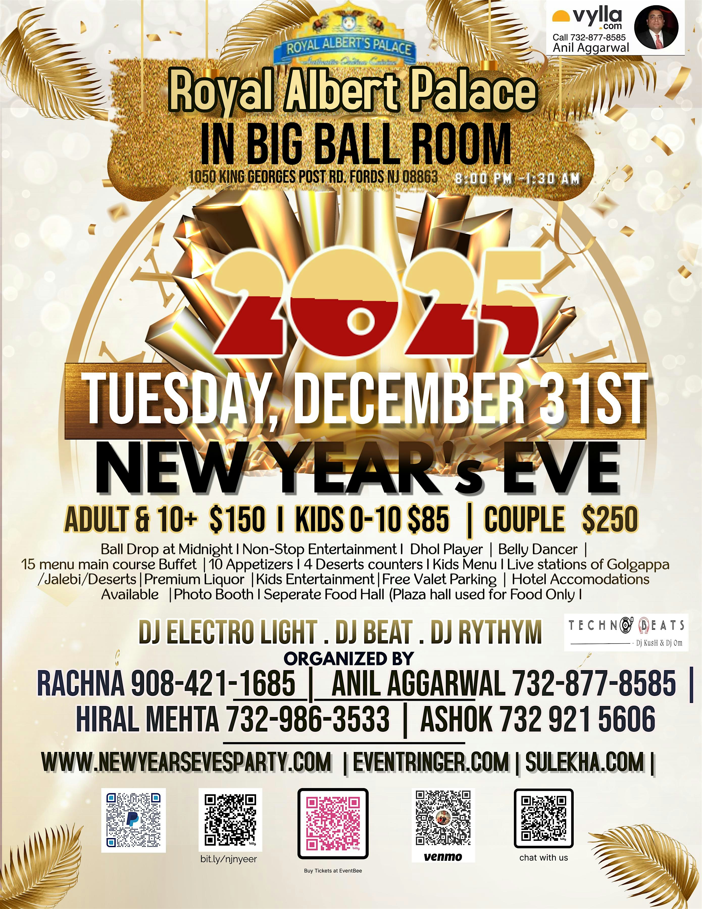 New Year Eve Party 2025 in Royal Albert Palace Ball Room (Biggest Hall NJ) – Woodbridge Township, NJ