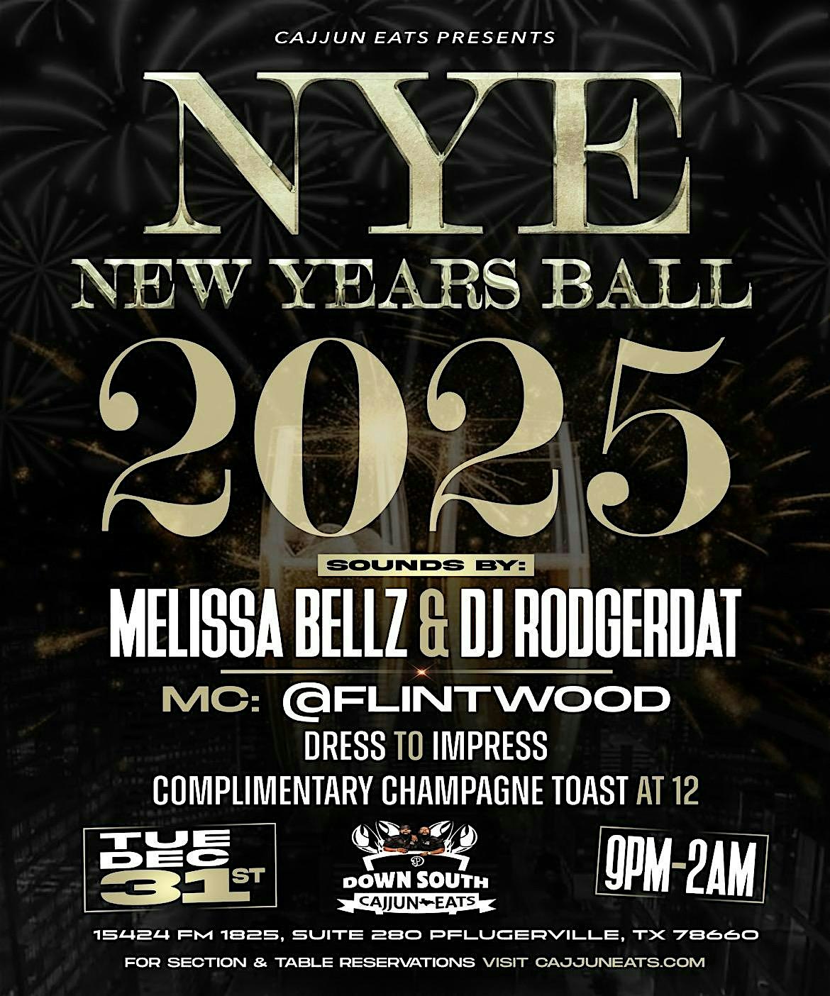 New Years Eve Ball 2025: Down South CaJJun Eats NYE Ball – Pflugerville, TX