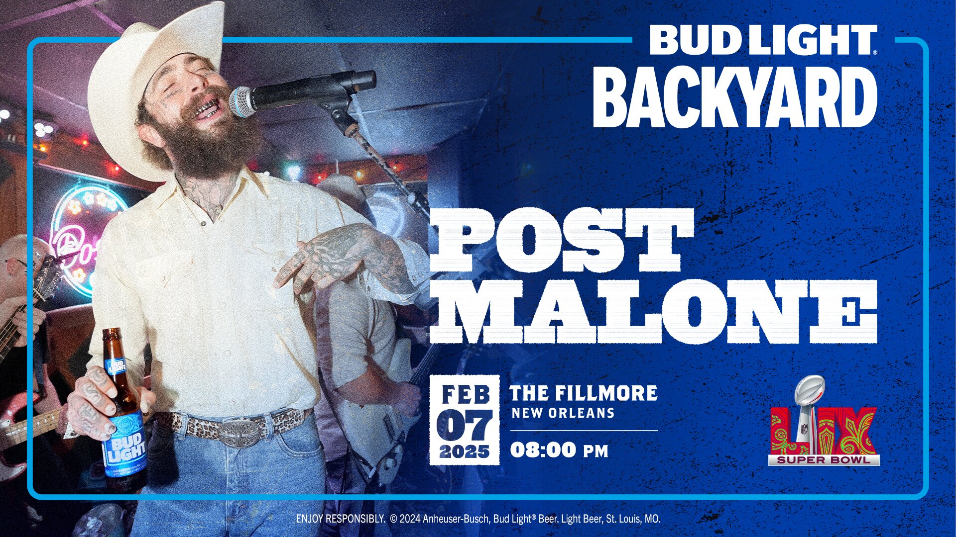 Bud Light Backyard with Post Malone Super Bowl Concert at The Fillmore – New Orleans, LA