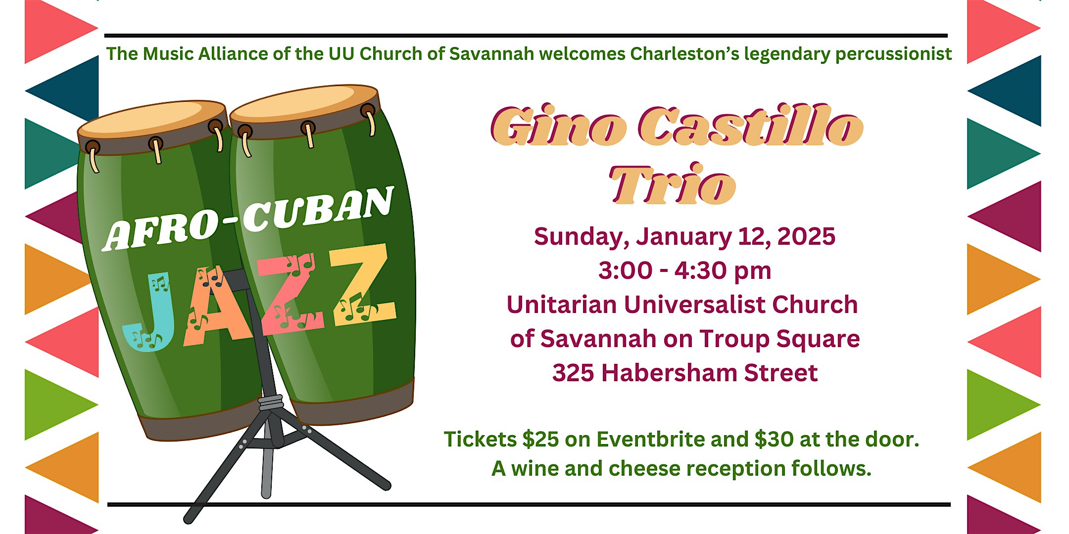 Afro-Cuban Jazz with Percussionist Gino Castillo and Trio – Savannah, GA