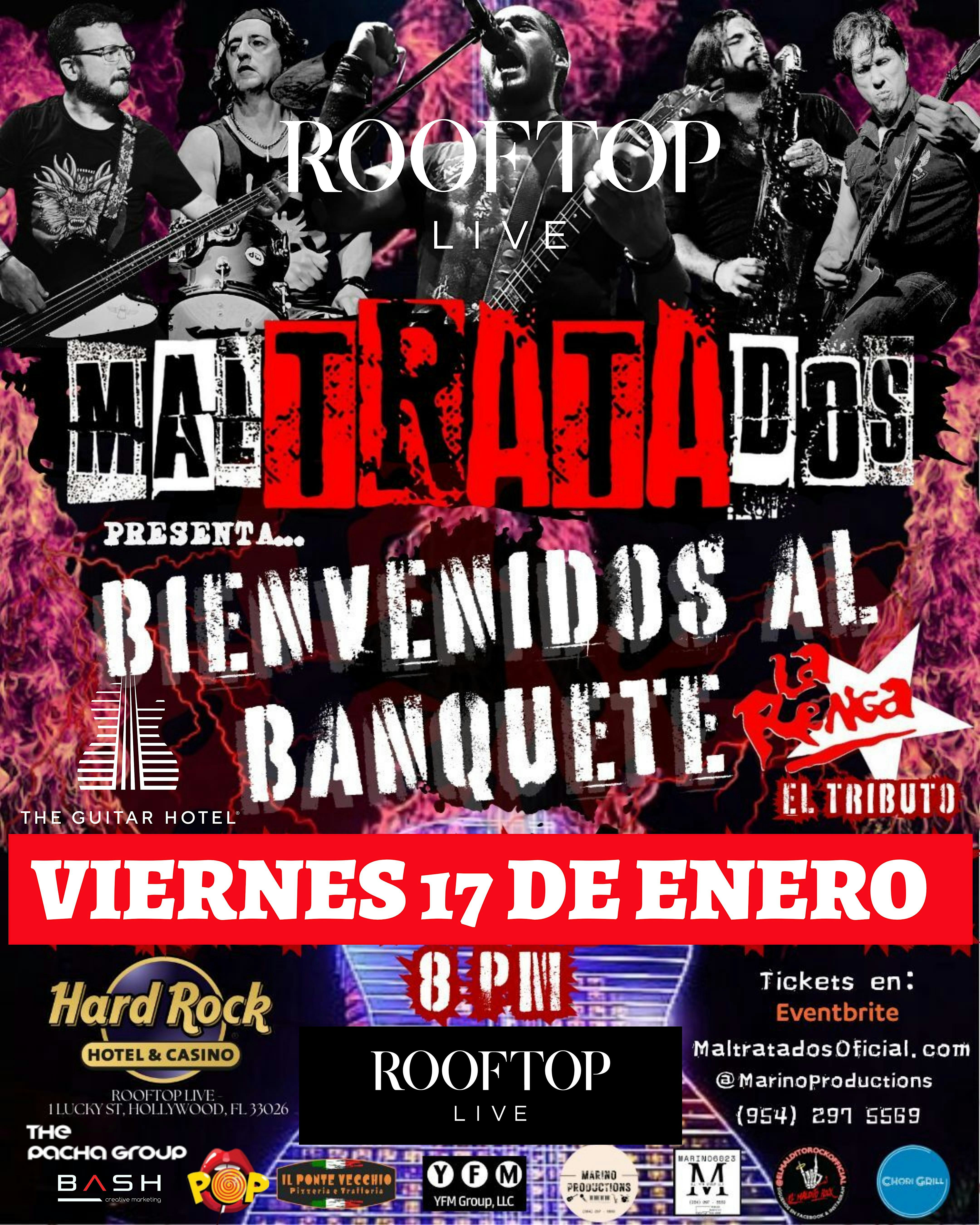 Tributo a La Renga “Fiesta Argentina ROOFTOP LIVE” Viernes 17 de ENERO – Hollywood, FL