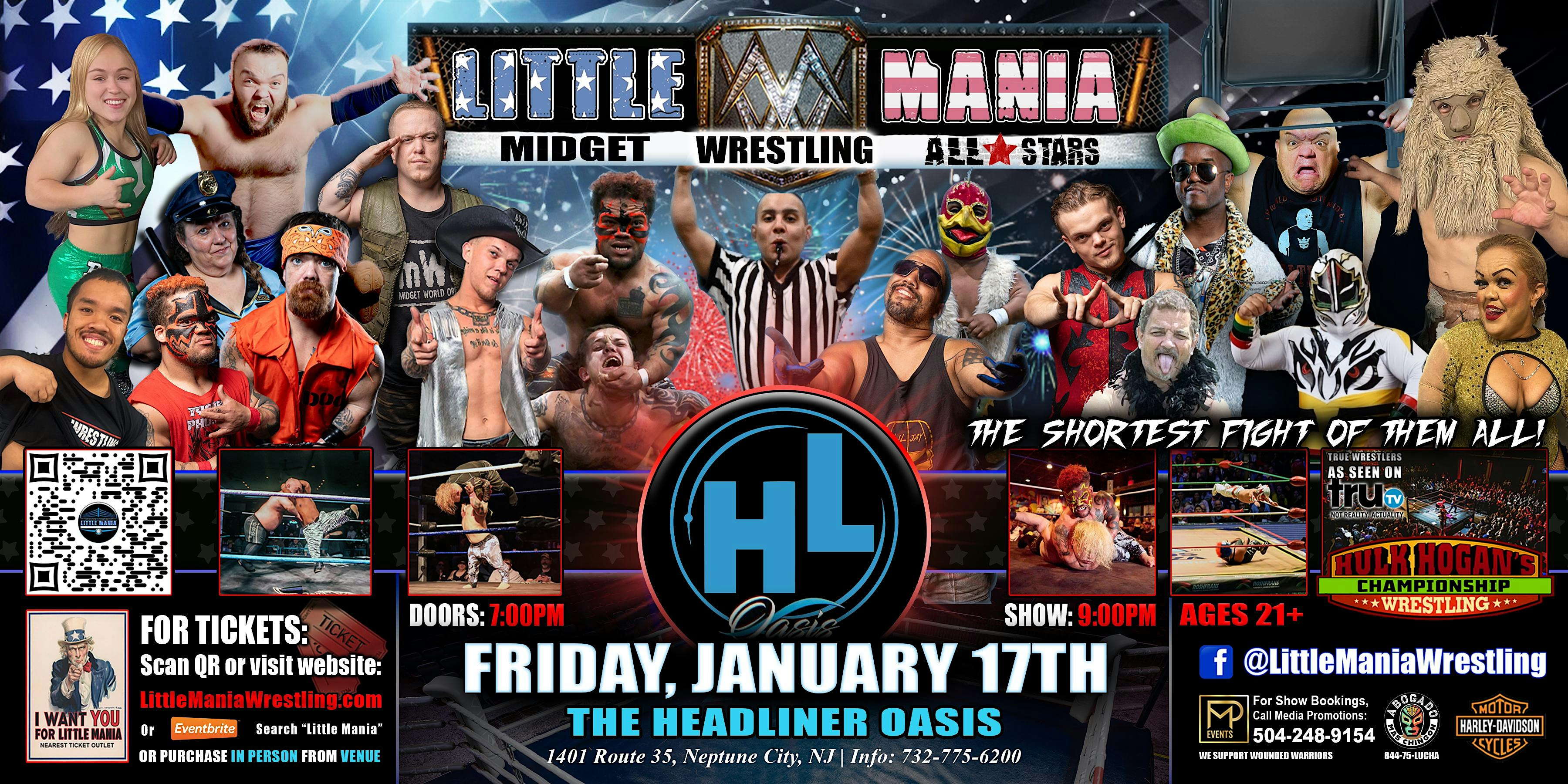 Neptune City, NJ – Little Mania Midget Wrestling @ Headliner Oasis – Neptune City, NJ