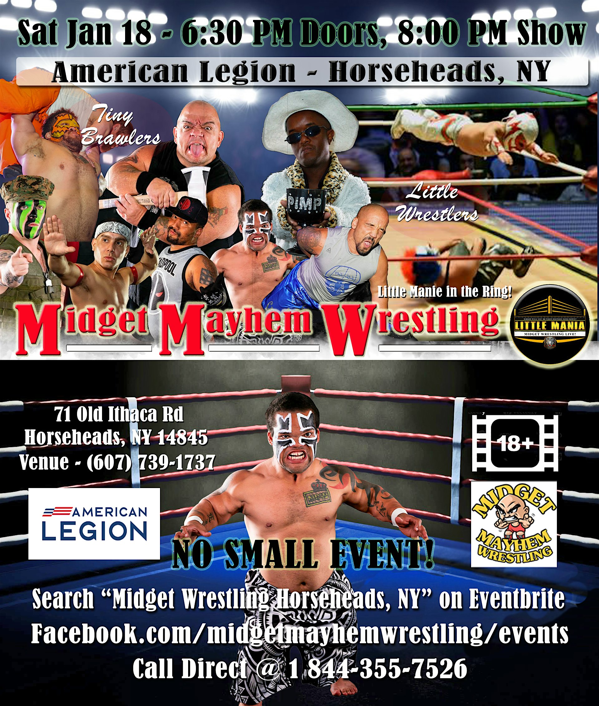 Midget Mayhem Wrestling Rips Through the Ring! Horseheads NY 18+ – Horseheads, NY