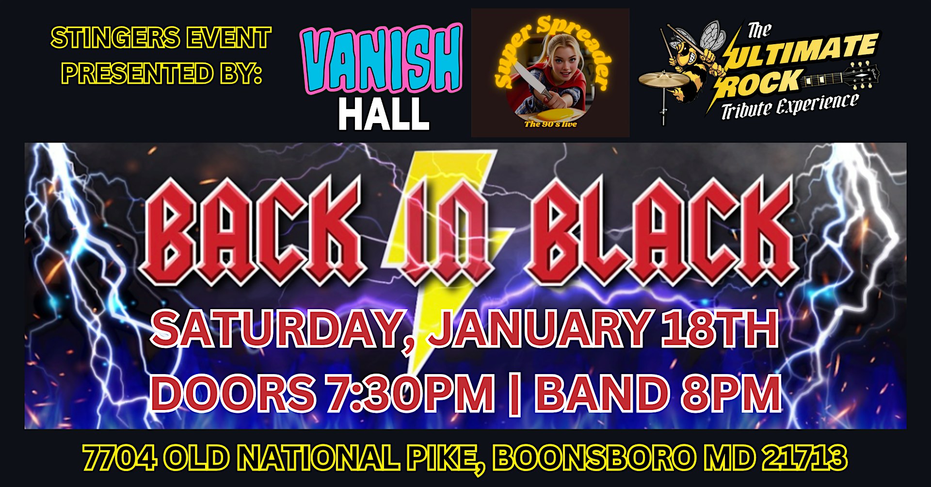 Vanish Hall Presents – BACK IN BLACK – Boonsboro, MD