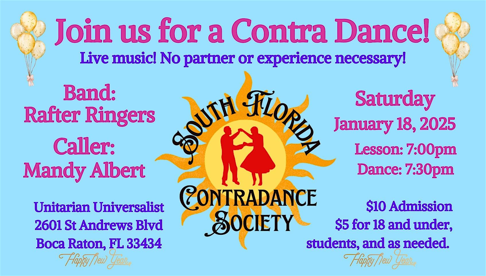 Folk Dance Frenzy: Contra #23 and Live Music Extravaganza – Boca Raton, FL