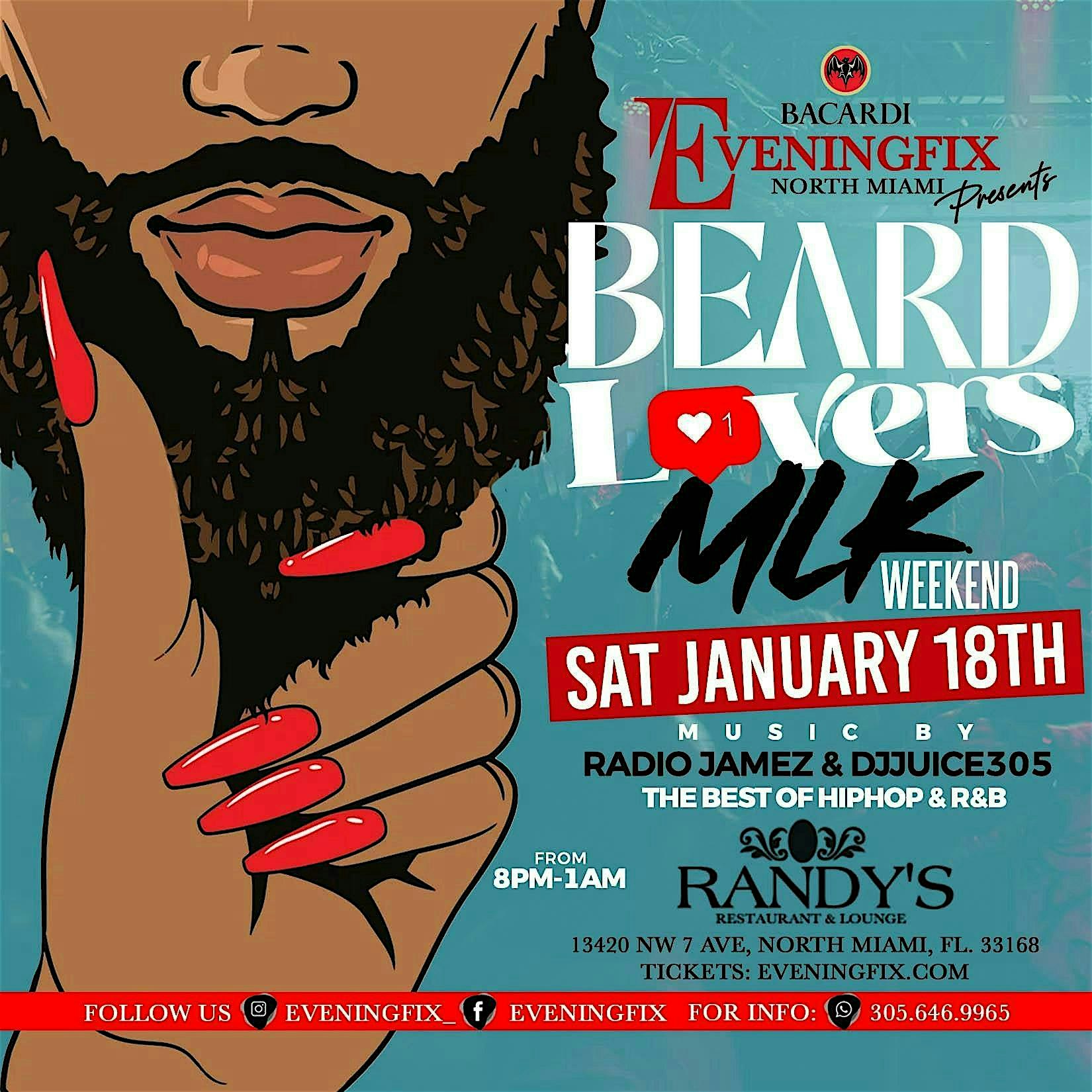 Miami Bacardi x @Eveningfix_ Beard Lovers HIP HOP & R&B Party – Miami, FL