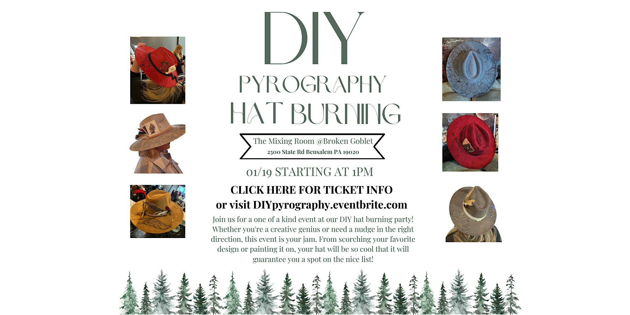 DIY Pyrography Hat Burning. The Mixing Room @Broken Goblet Brewing – Bensalem, PA