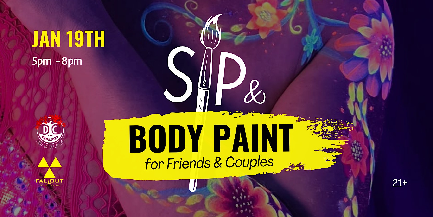 Sip & Body Paint – UV Glow (for Friends & Couples) – Richmond, VA