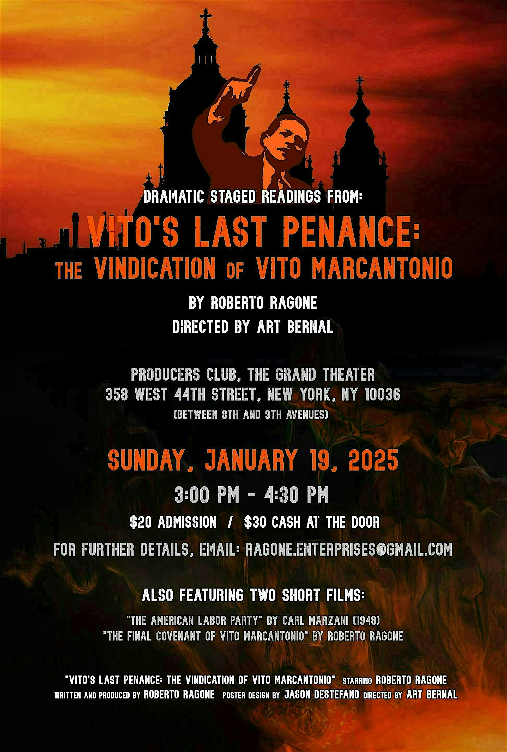 Vito’s Last Penance: The Vindication of Vito Marcantonio – Staged Readings – New York, NY