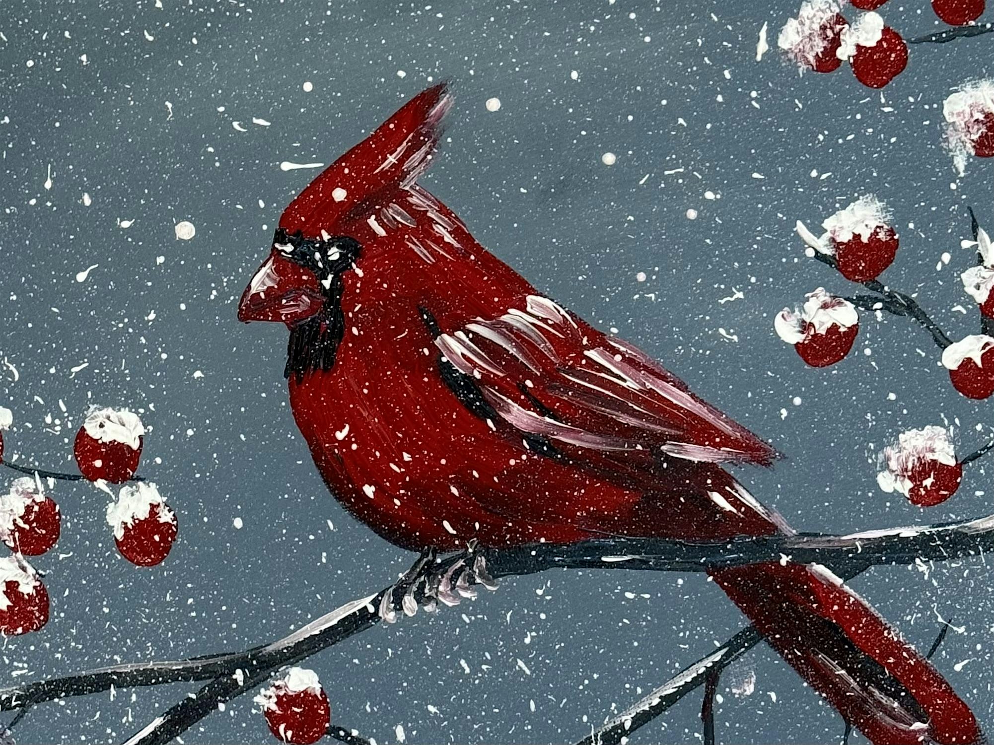 Winter Cardinal Paint Night with Artist Yuliia Derkach! – Lewiston, ME