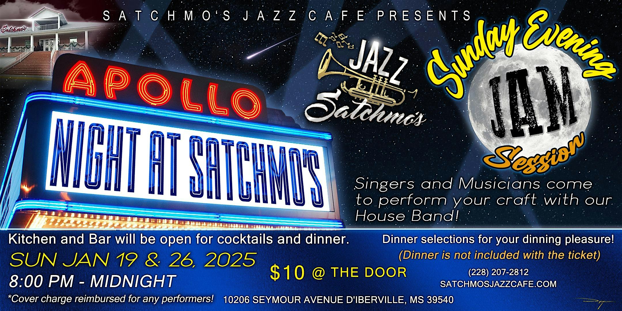 Apollo Night at Satchmos Enjoy a Sunday Jazzed Evening JAM Session! – D’Iberville, MS