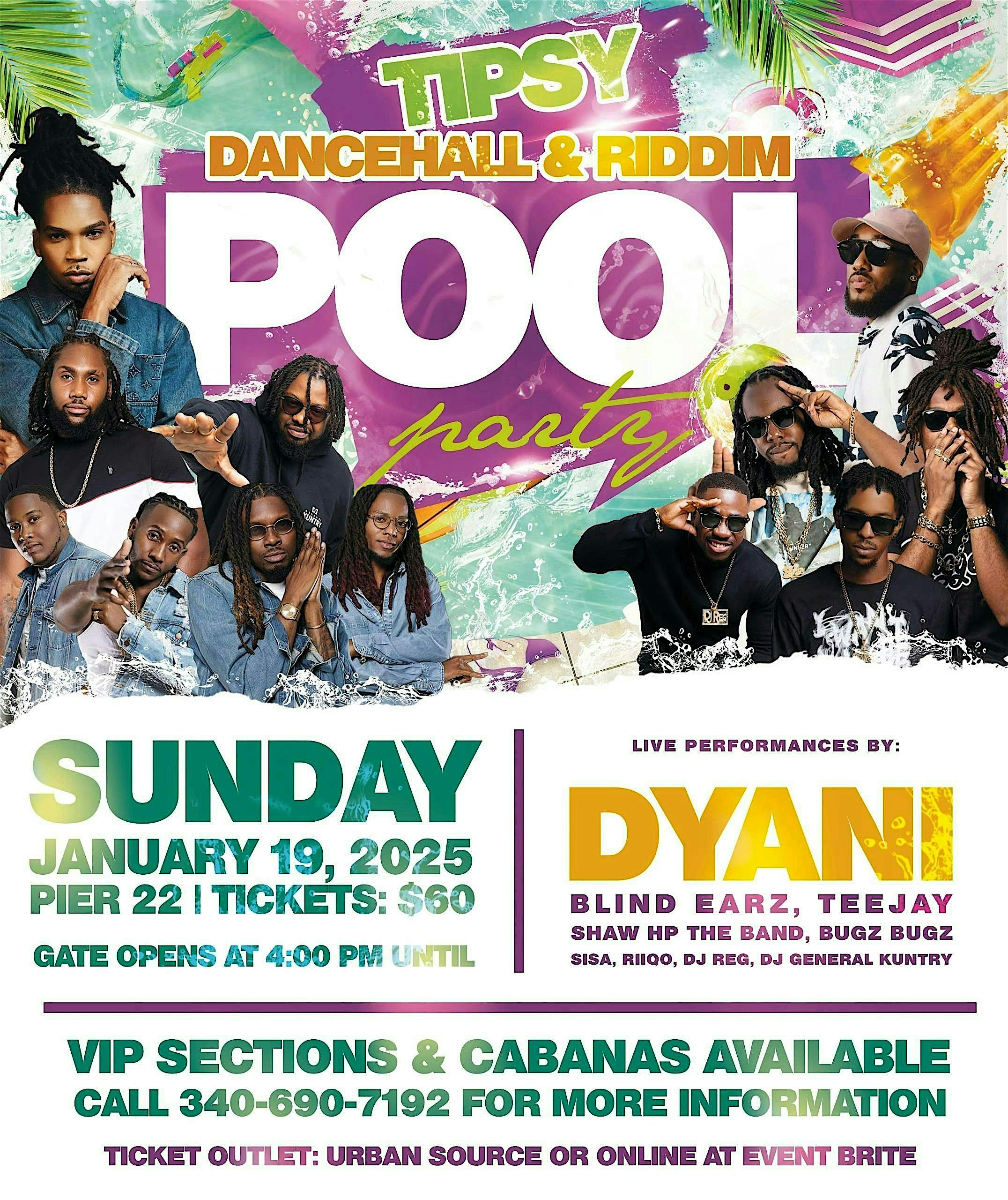 TIPSY DANCEHALL & RIDDIM POOL PARTY – Charlotte Amalie East, St Thomas