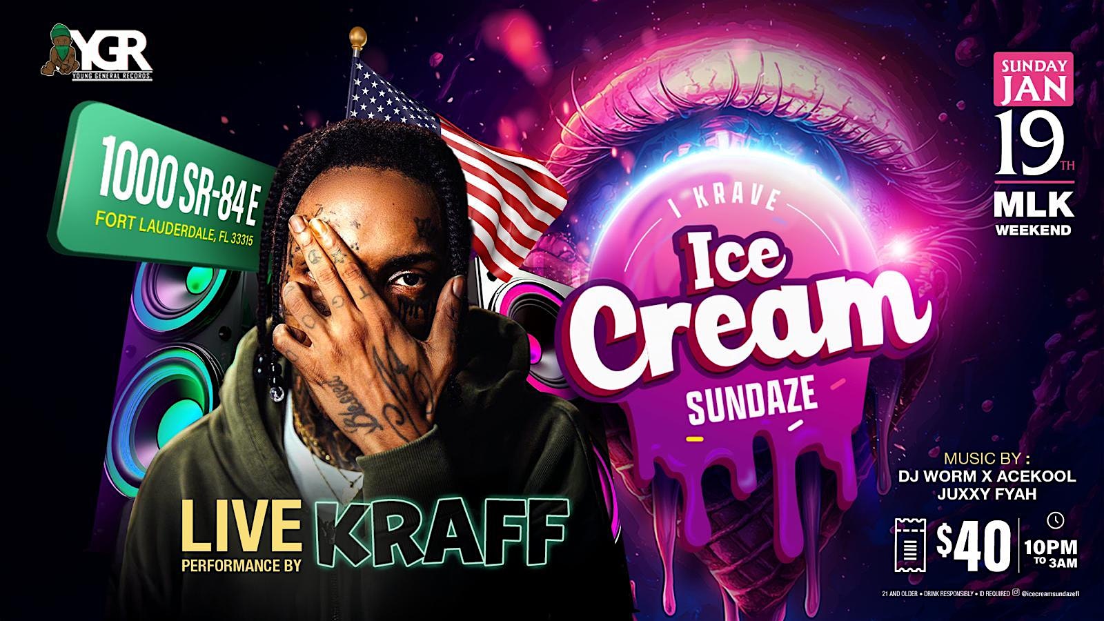 KRAFF Live inside Icecream Sundaze MLK weekend – Fort Lauderdale, FL