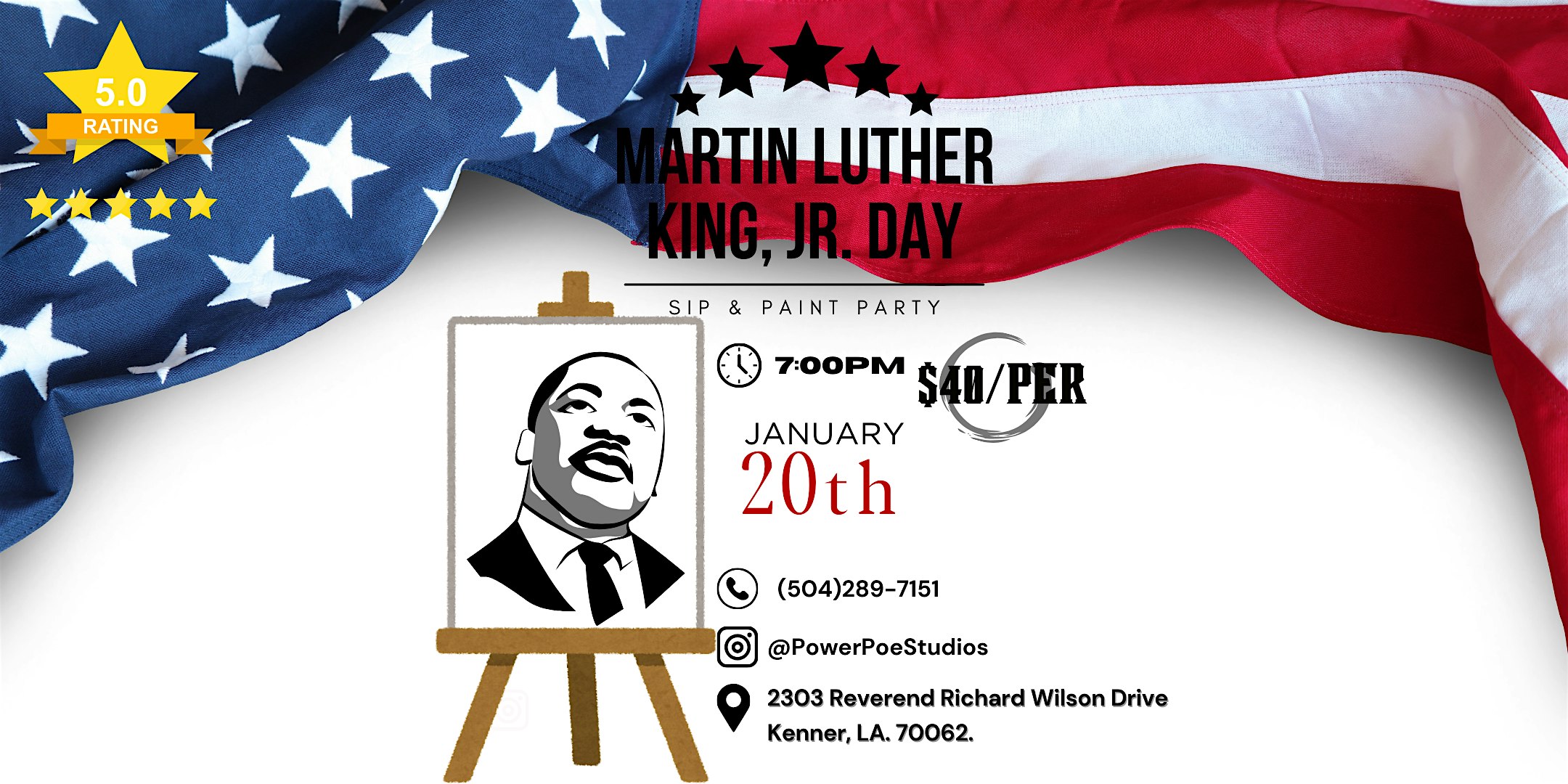 1/20: MLK Day Sip & Paint Party – Kenner, LA