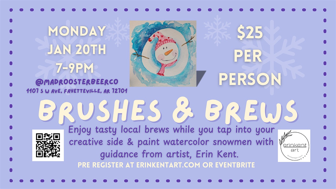 Brushes & Brews- Watercolor Snowman – Fayetteville, AR