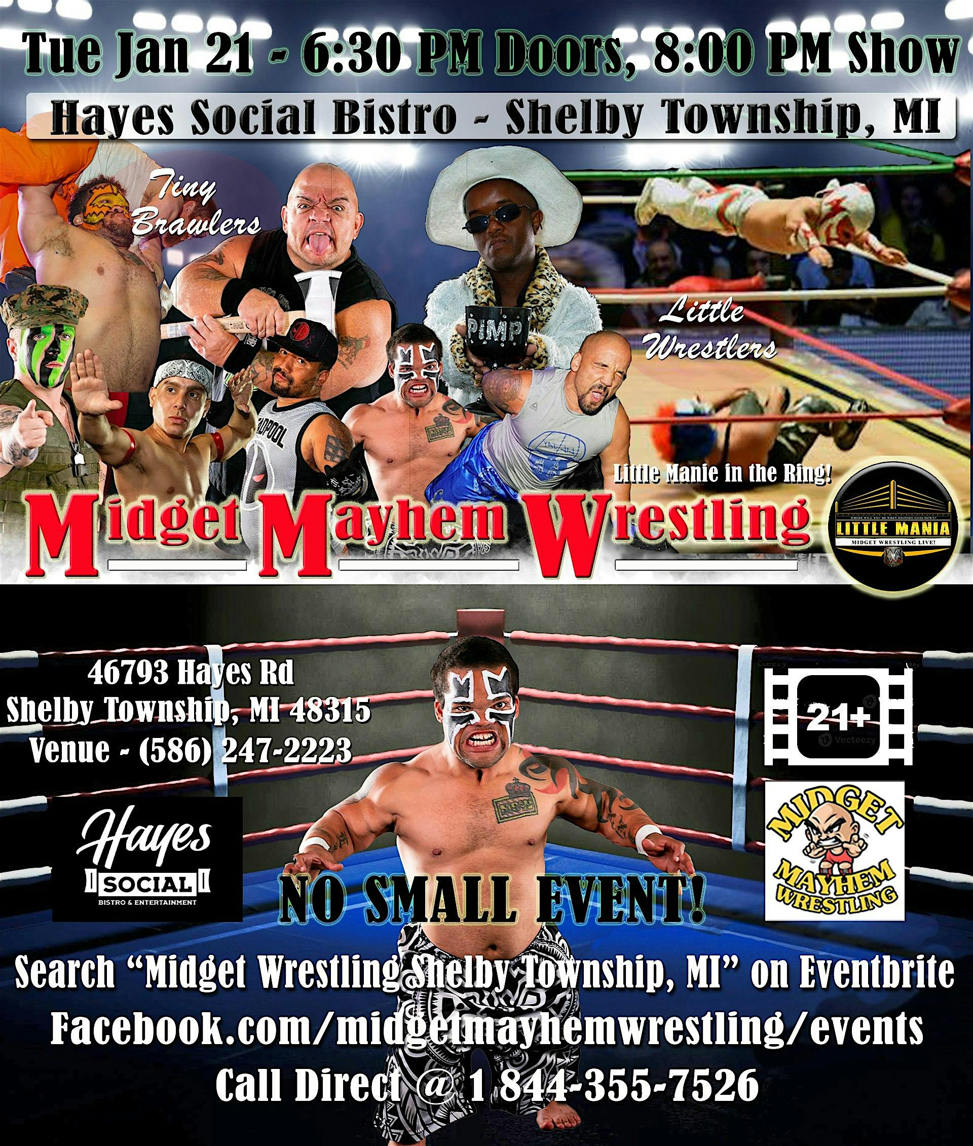 Midget Mayhem Wrestling Rips Through the Ring! Shelby Township MI 21+ – Shelby Township, MI