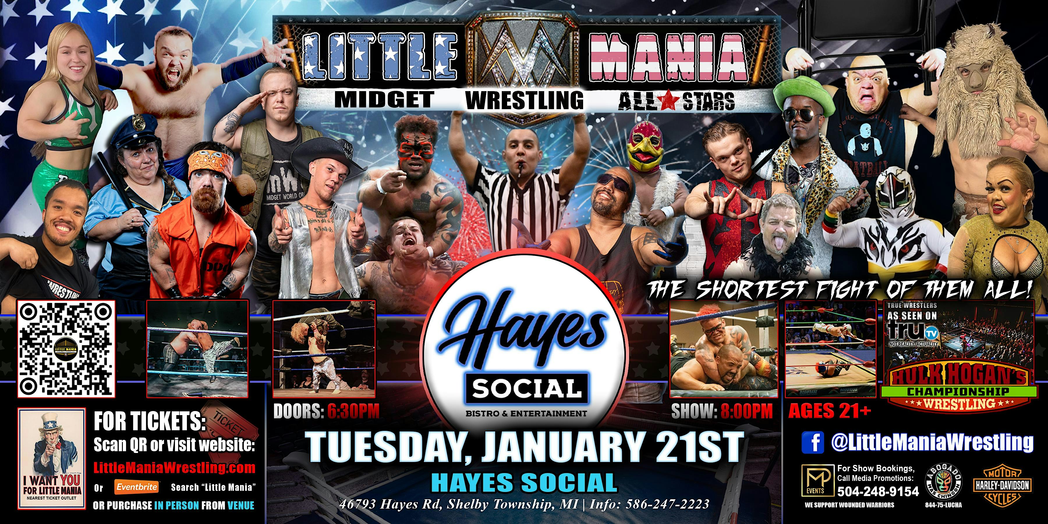 Shelby Township, MI – Little Mania Midget Wrestling @ Hayes Social Bistro – Shelby Township, MI