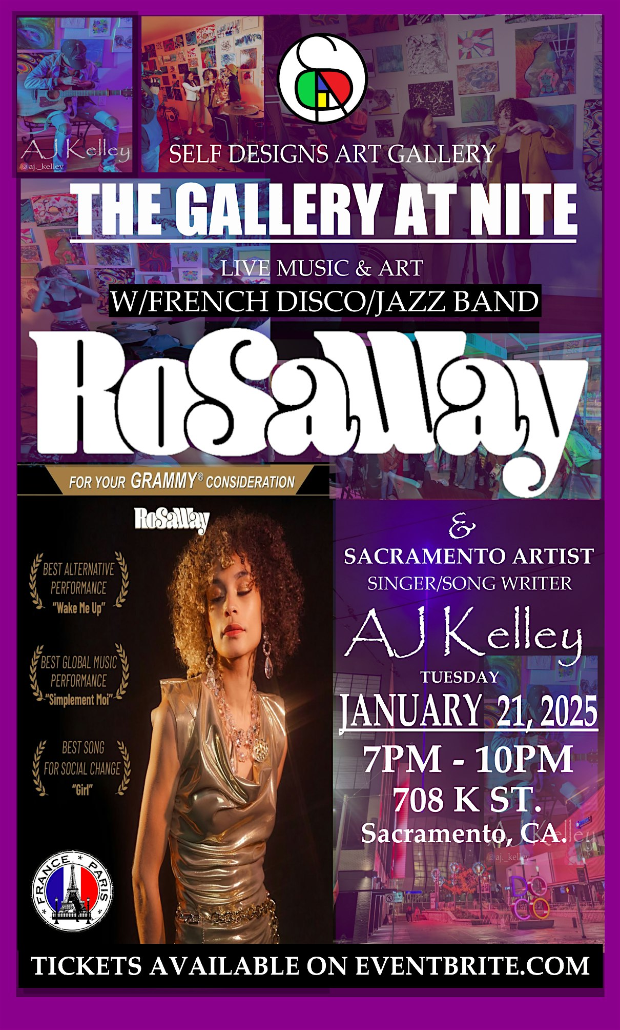 THE GALLERY AT NITE FT: FRENCH DISCO JAZZ BAND RoSaWaY AND AJ KELLEY – Sacramento, CA