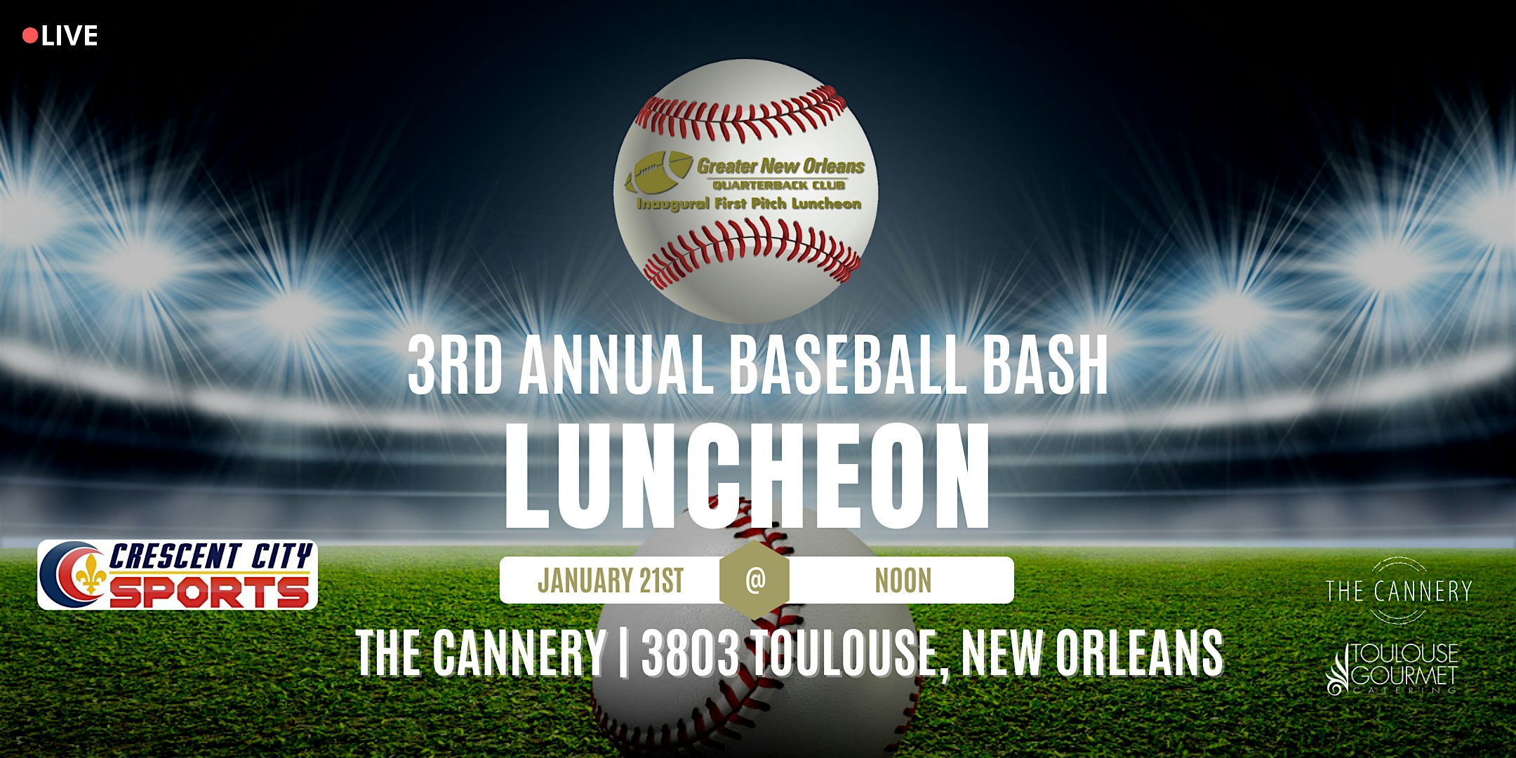 3rd Annual Greater New Orleans Quarterback Club Baseball Bash – New Orleans, LA