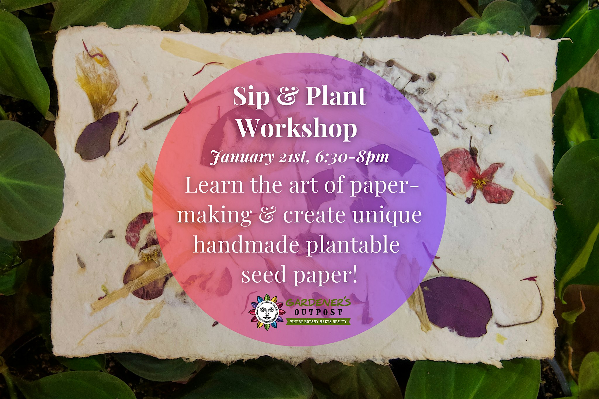 Sip & Plant Workshop: Handmade Plantable Seed Paper – Columbia, SC