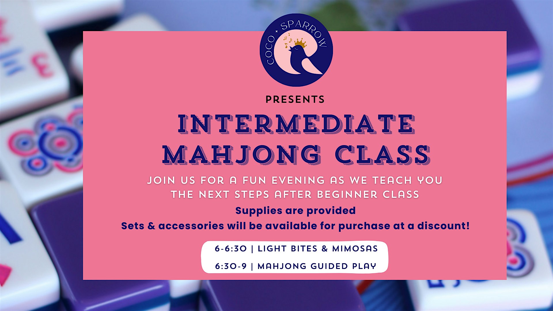 Mahjong Intermediate Class by Coco & Sparrow at Water Oak Cafe & Bakery – Webster, TX