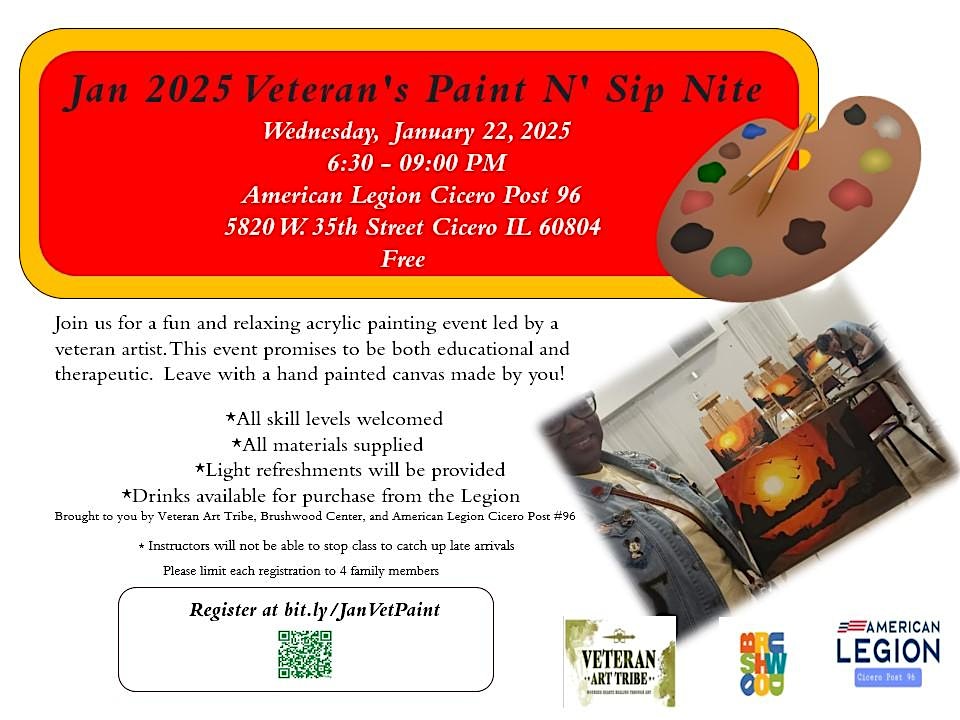 January 2025 Military Veteran Paint N’ Sip Nite – Cicero, IL