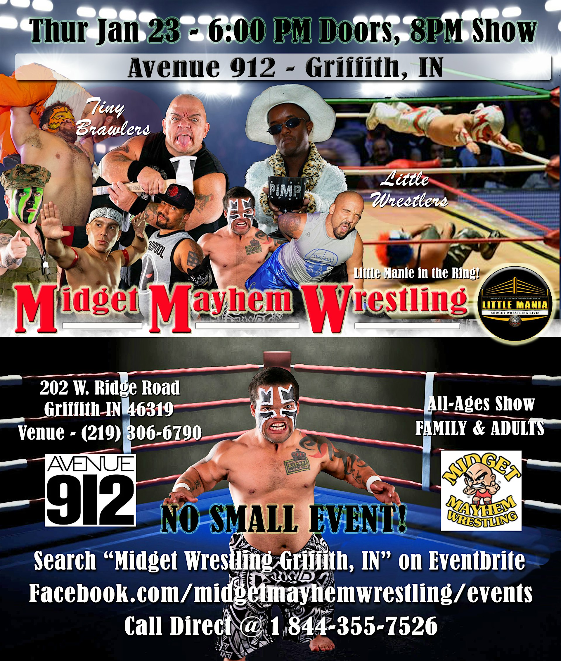 Midget Mayhem Wrestling Rips Through the Ring! Griffith IN 18+ – Griffith, IN