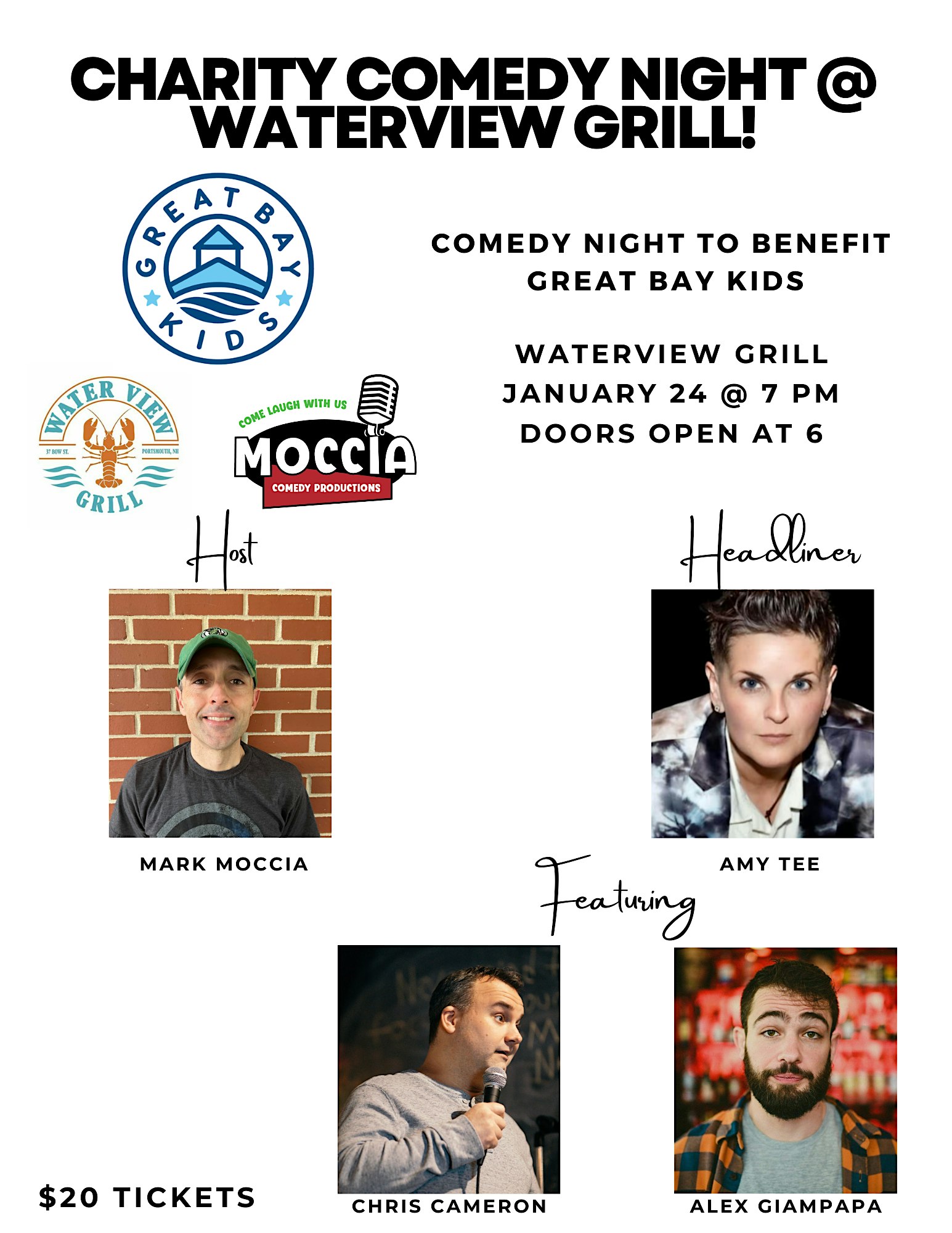 21+ Charity Comedy Night @ Water View Grill to benefit Great Bay Kids! – Portsmouth, NH