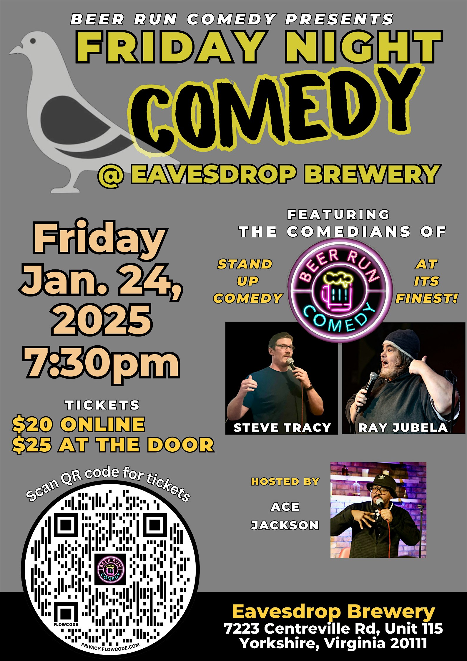 Beer Run Comedy presents: Friday Night Stand Up Comedy at Eavesdrop Brewery – Yorkshire, VA