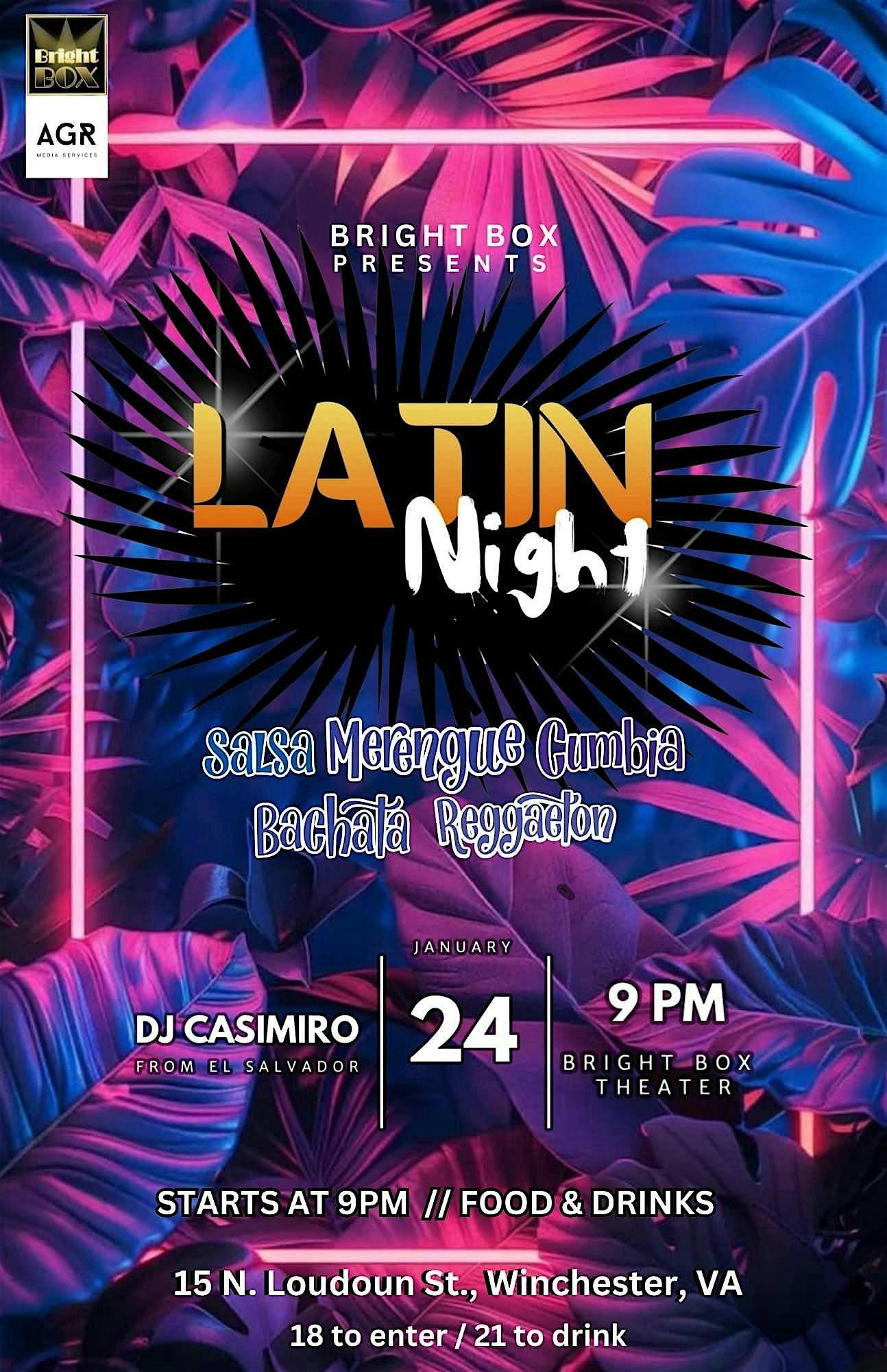 Latin Night ft. DJ Casimiro – Salsa, Merengue, Cumbia, Bachata, & Reggaeton – Winchester, VA