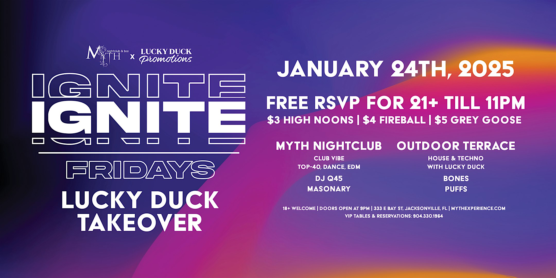 Myth Nightclub Presents: Ignite Fridays – A Lucky Duck Takeover | 1.24.25 – Jacksonville, FL