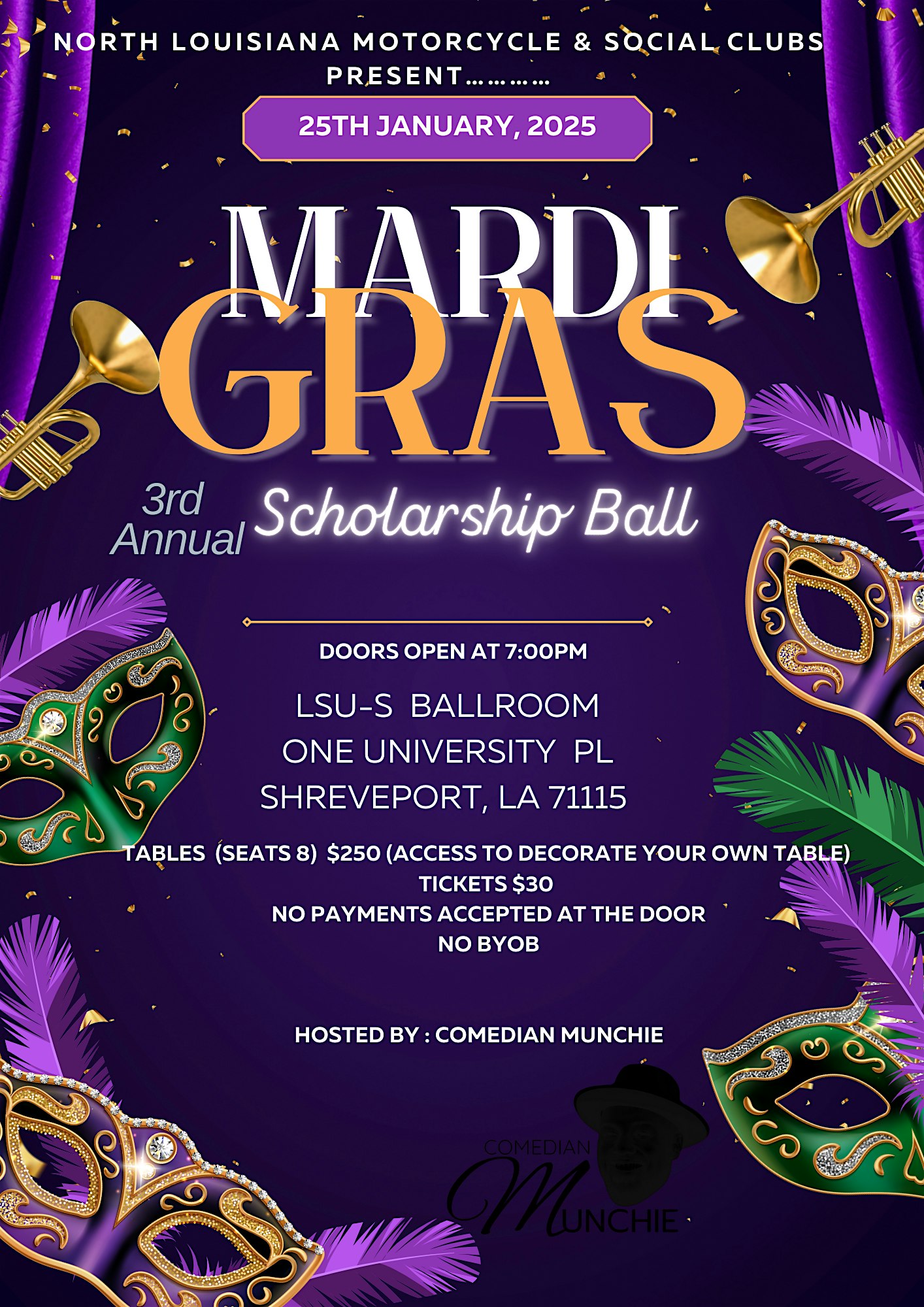 North La. Motorcycle & Social Clubs 3rd Annual Mardi Gras Scholarship Ball – Shreveport, LA