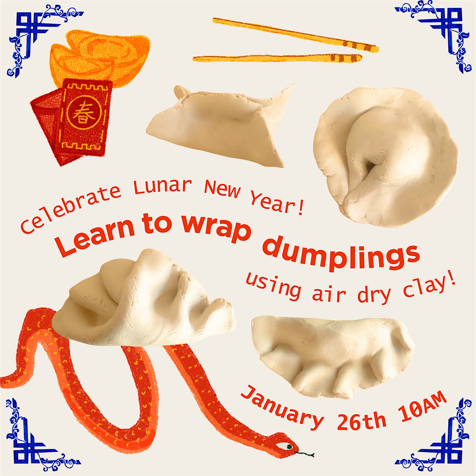 Learn to Wrap Dumplings using Air Dry Clay – Los Angeles, CA