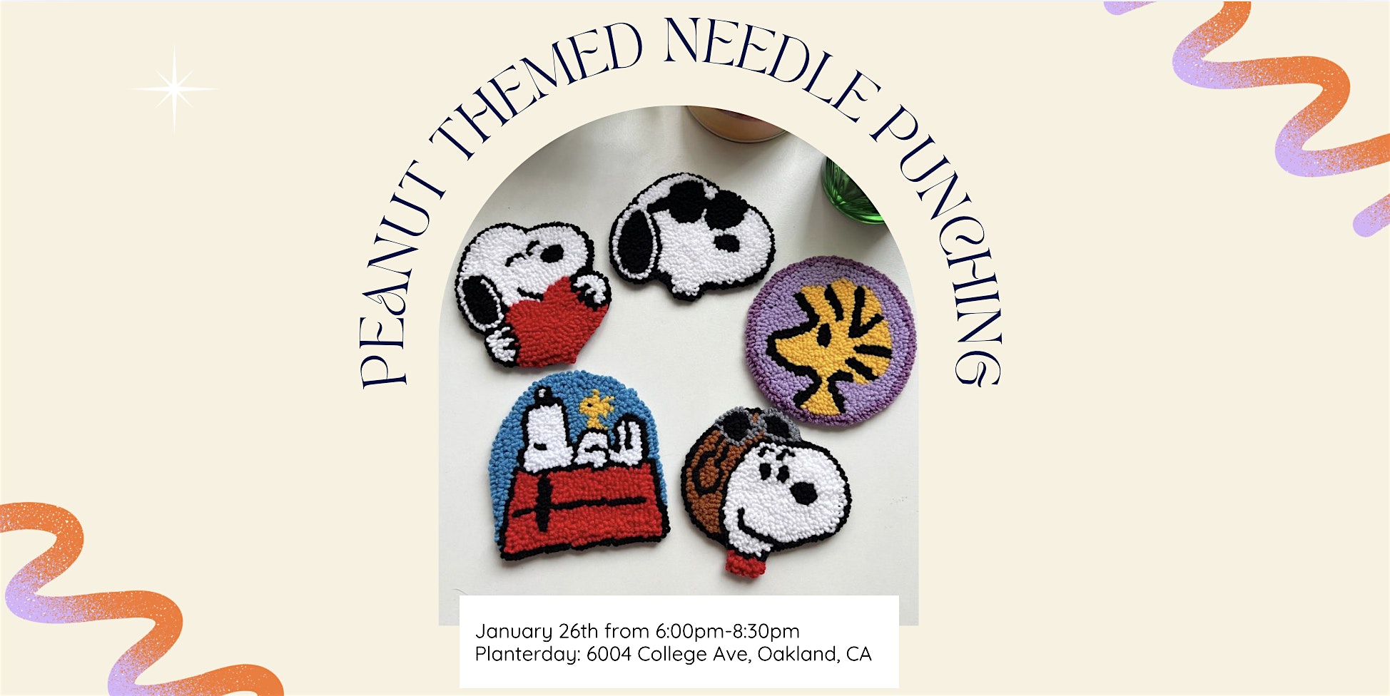 DIY Peanuts Punch Needle Coaster Workshop @ Planterday – Oakland, CA