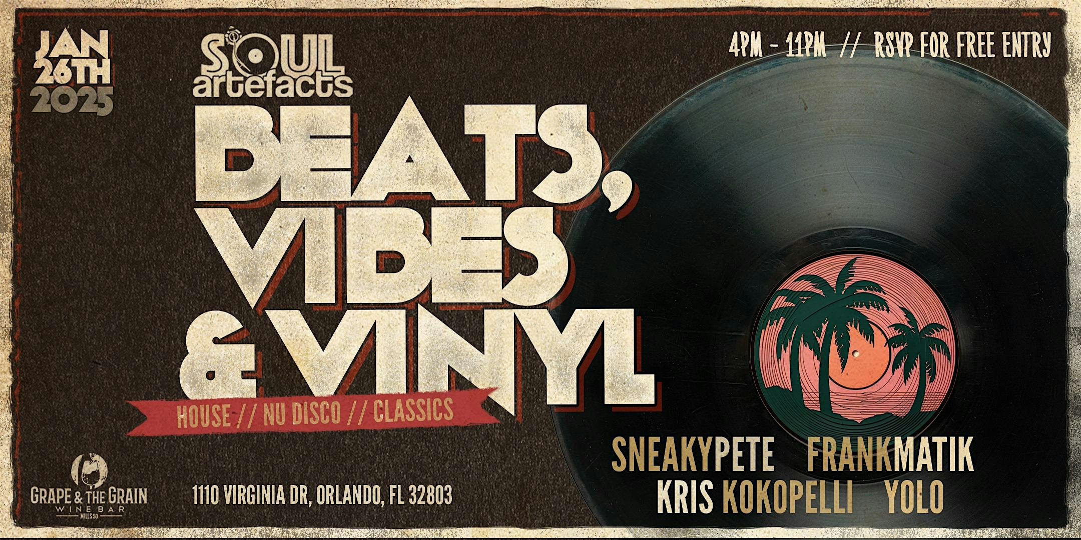 BEATS VIBES & VINYL at Grape & The Grain – Orlando, FL