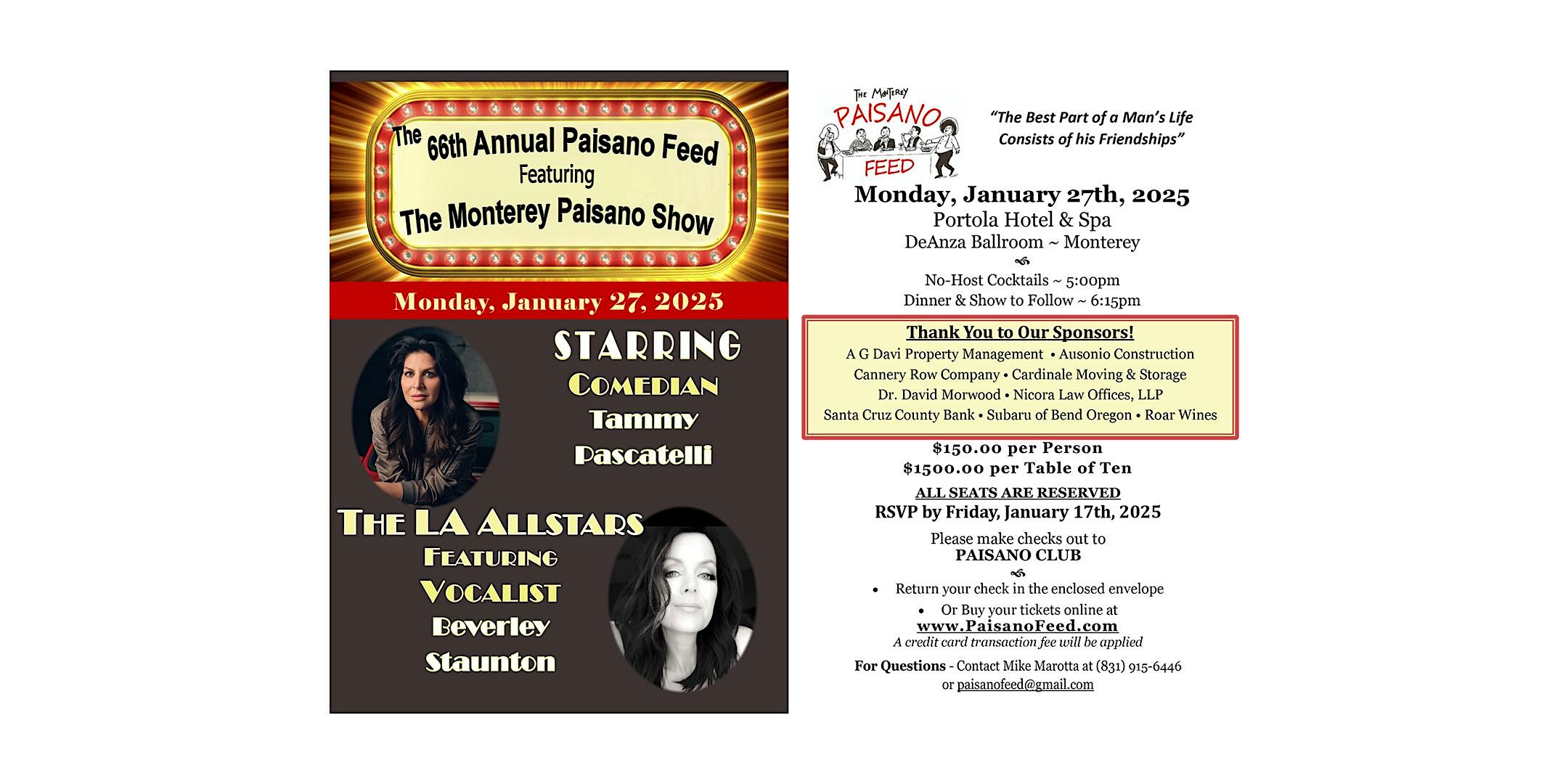 Annual Paisano Feed at the Portola Hotel (Private Party) – Monterey, CA